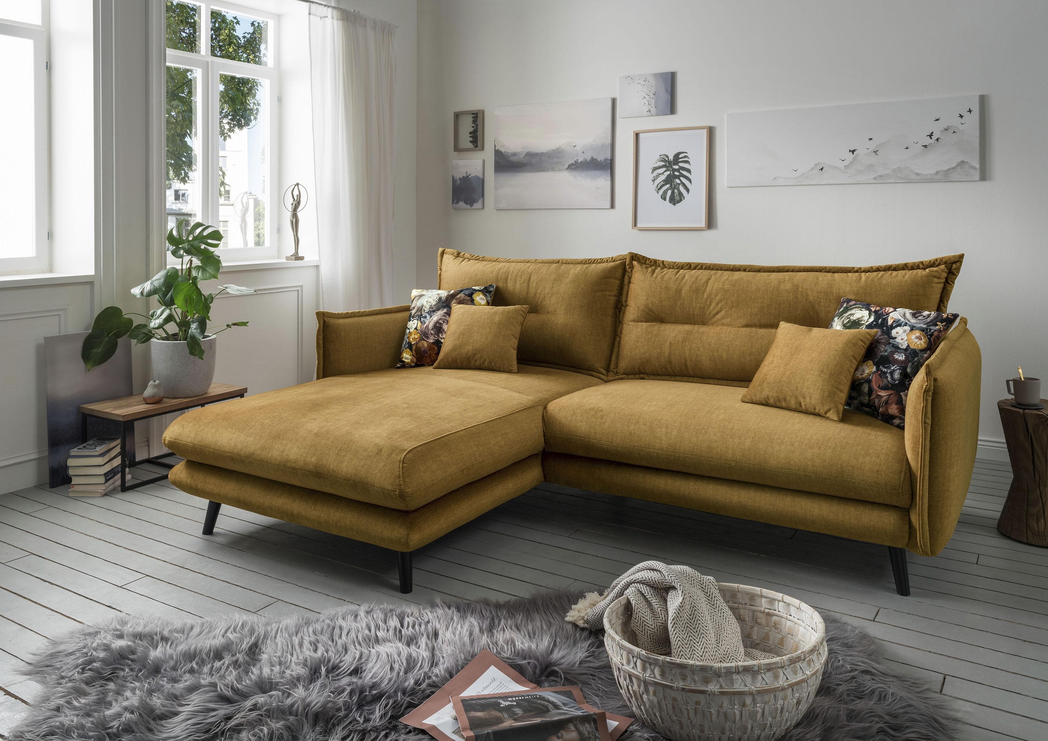 HOME AFFAIRE Ecksofa Lazio mit Recamiere links, Gelb