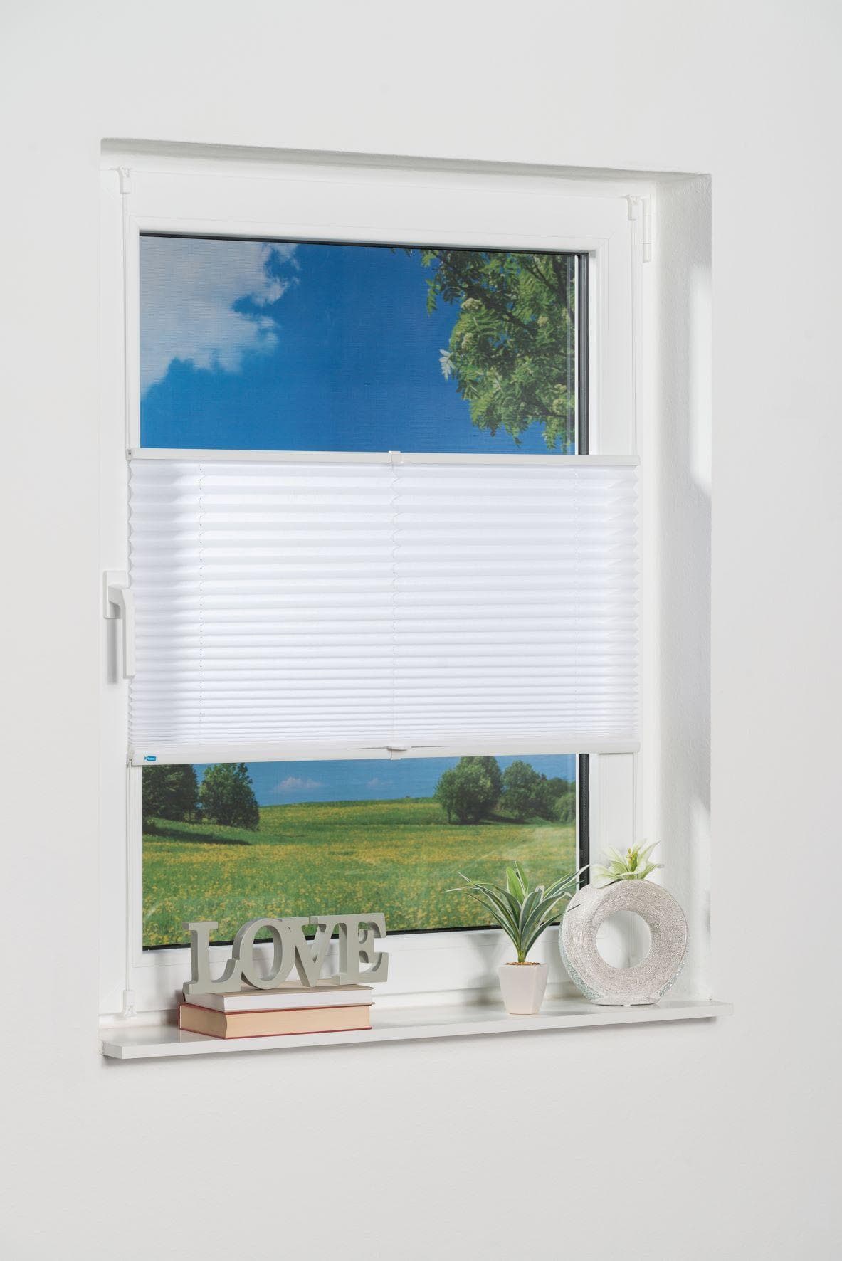 K-HOME Klemmfix Plissee Pisa Weiß Polyester