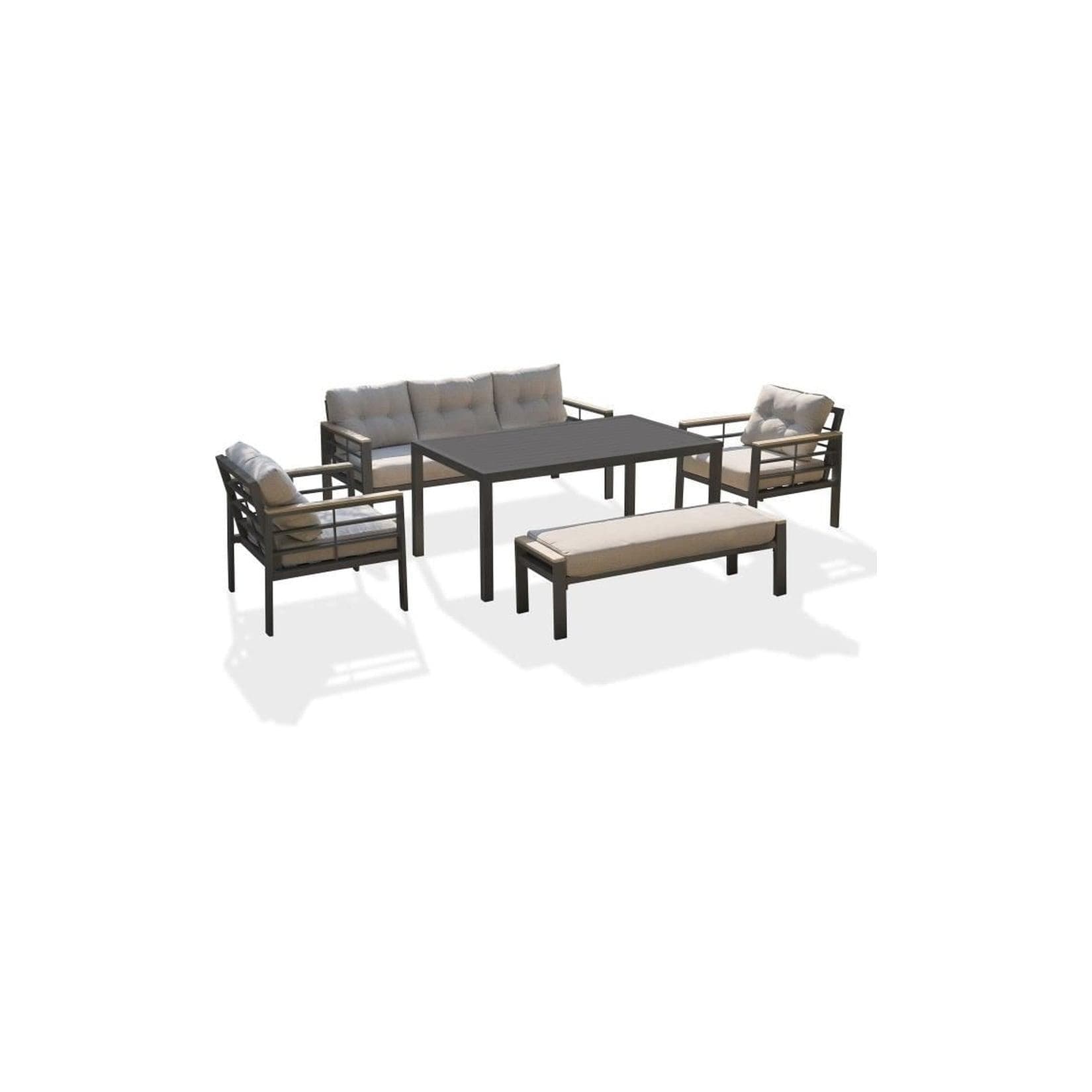 DCB GARDEN Gartenmöbel-Set 6-teilig Aluminium Anthrazitgrau