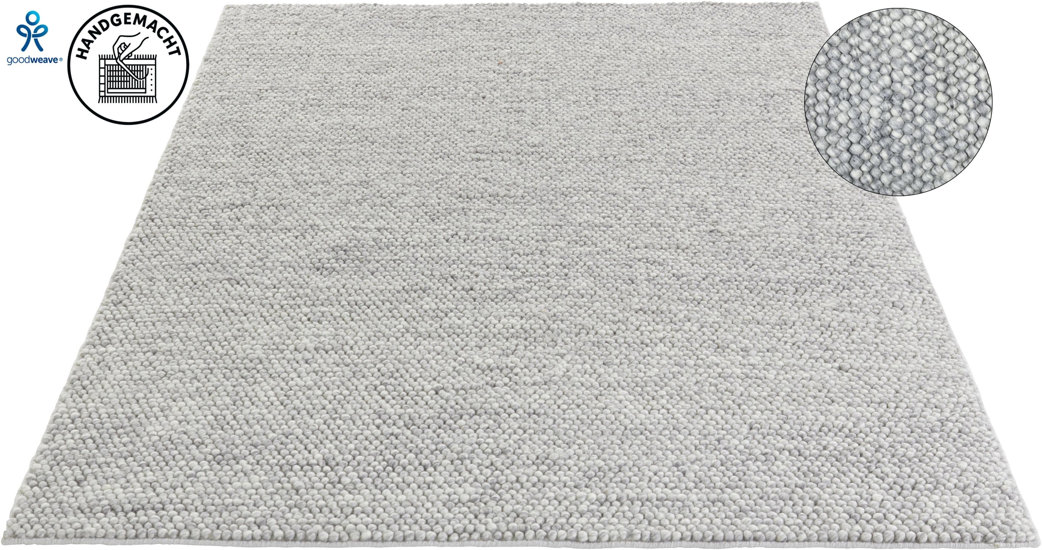 Wollteppich Ainhoa Handgewebt Wolle Grau LeGer Home by Lena Gercke