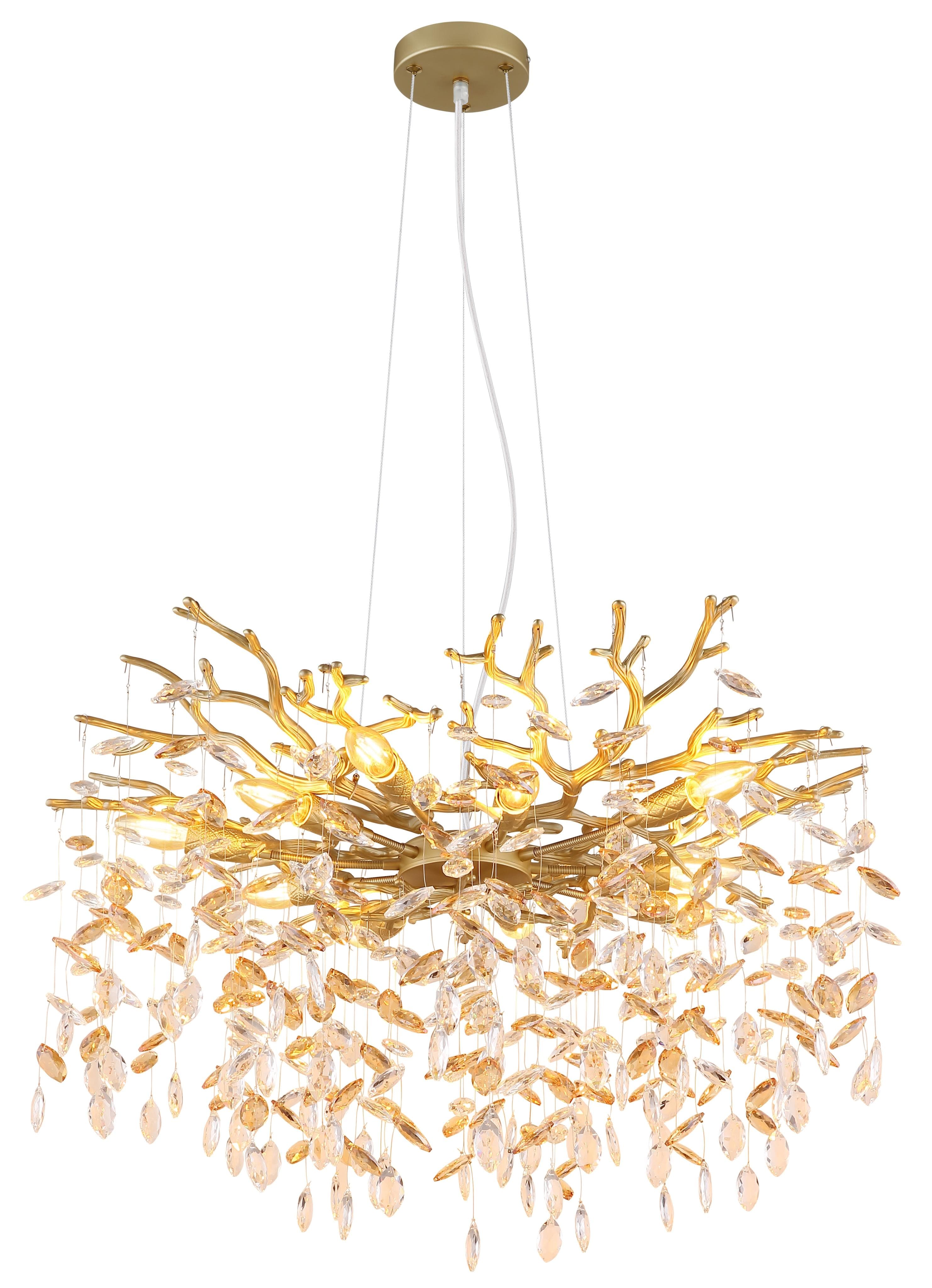 Kronleuchter QUEENA Gold Glaskristalle Amber GLOBO Lighting