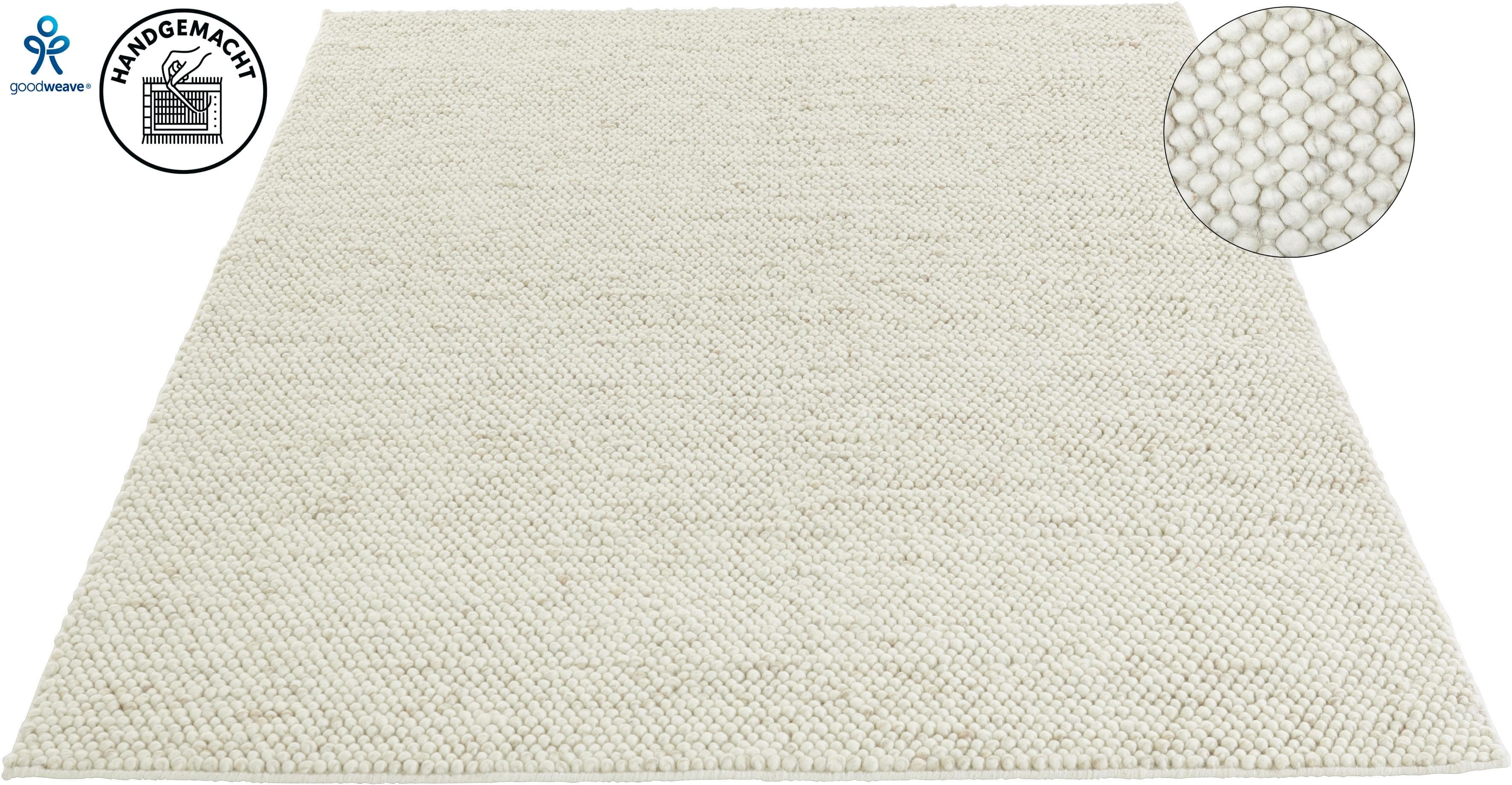 Wollteppich "Ainhoa, handgewebt, Wolle" Gr. 2, creme, 80x150 cm, LeGer Home by Lena Gercke