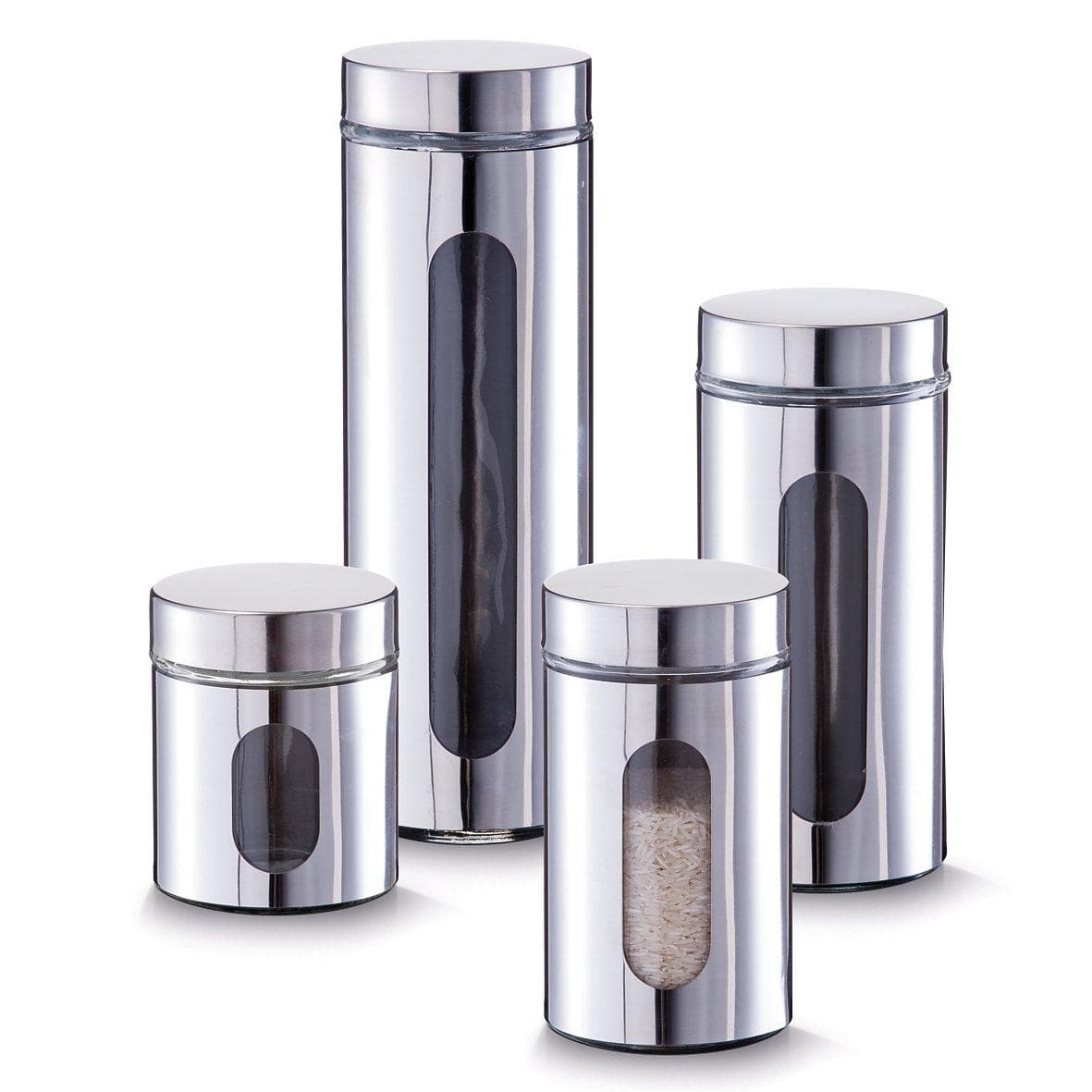 ZELLER PRESENT Vorratsdose 4er-Set Silber Chrom