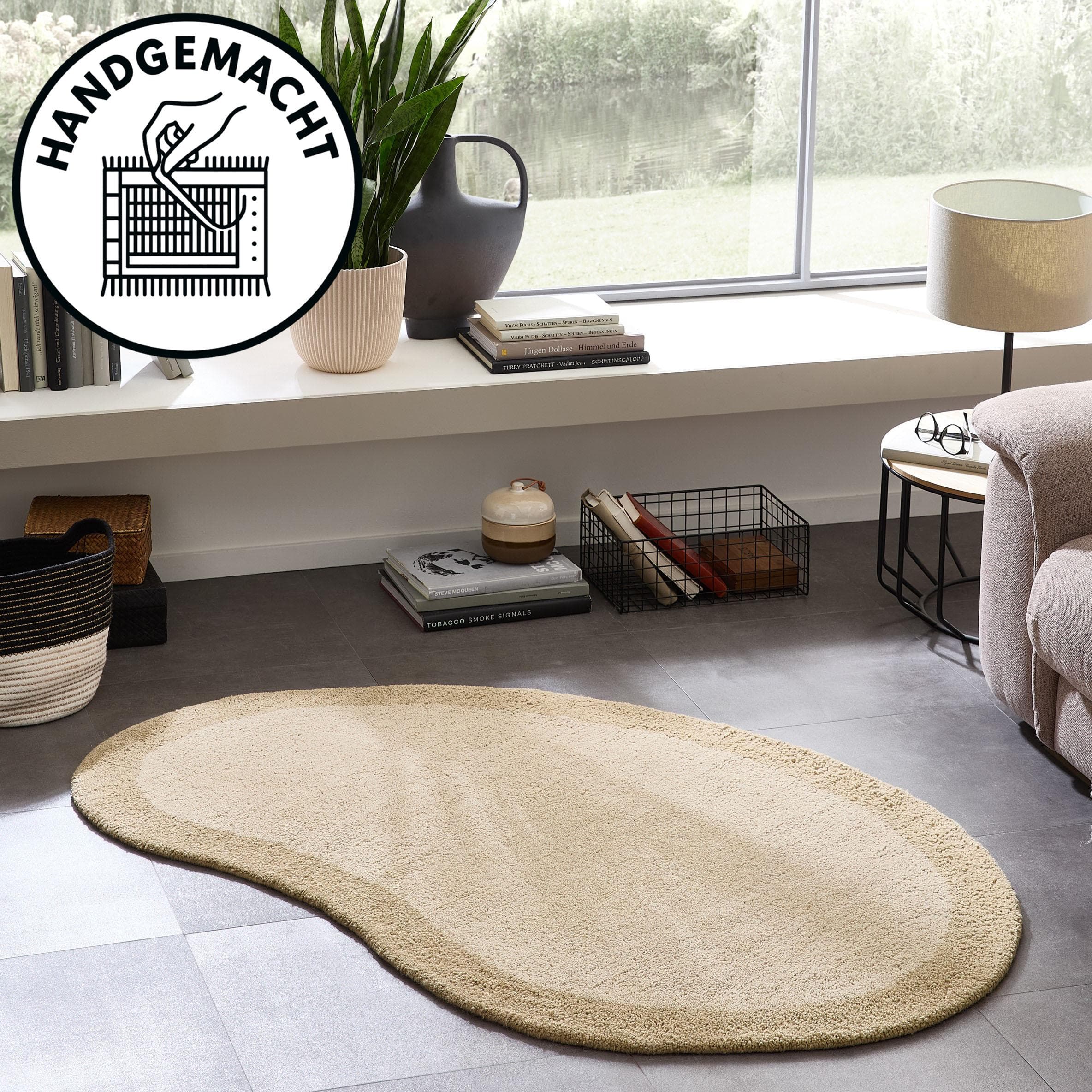 THEKO Wollteppich Gabbeh Super Handgewebt Beige Melange