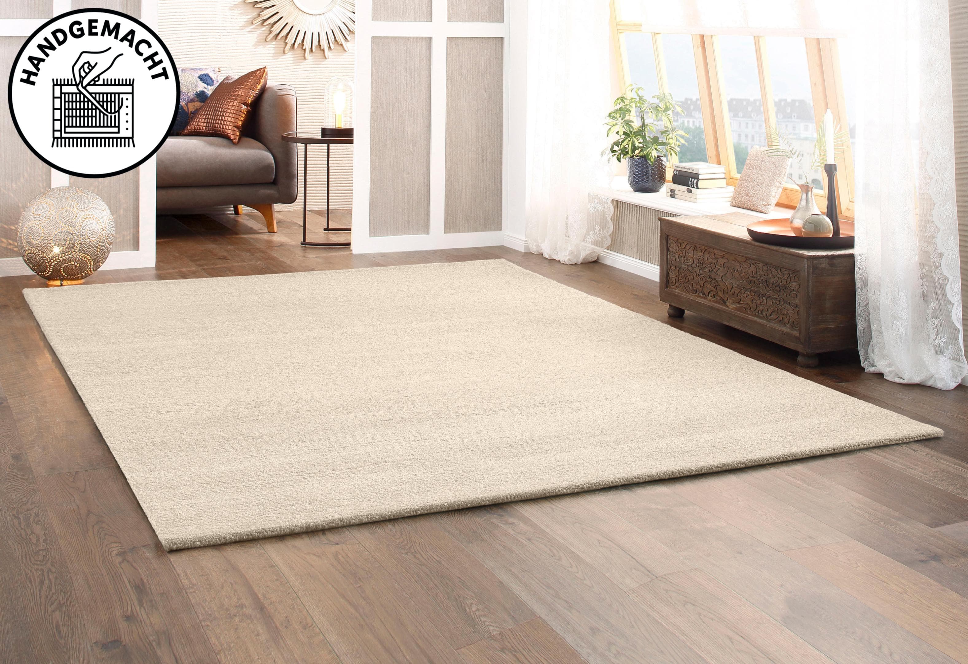 THEKO Wollteppich Janne Meliert Handgetuftet Beige Natur
