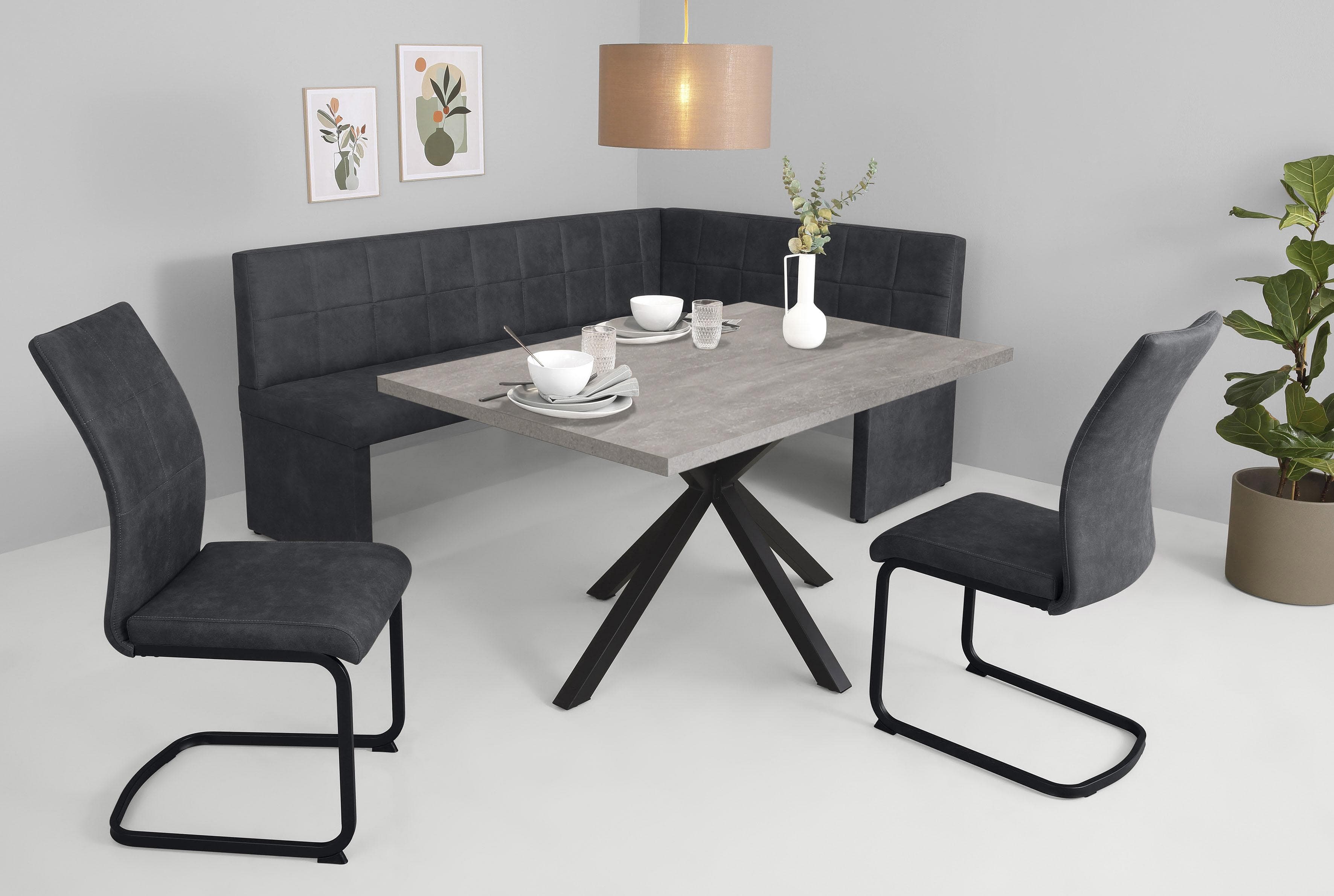 HELA Essgruppe SPREE Grau Schwarz Microfaser Eckbank Set