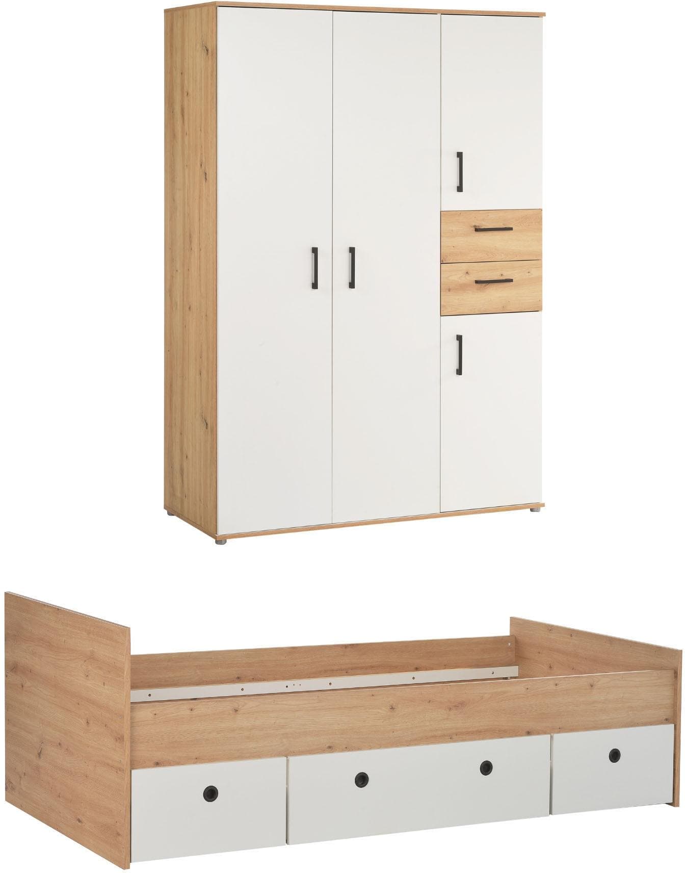 Arthur Berndt Jugendzimmer-Set Bente 5-teilig Weiß/Holzoptik