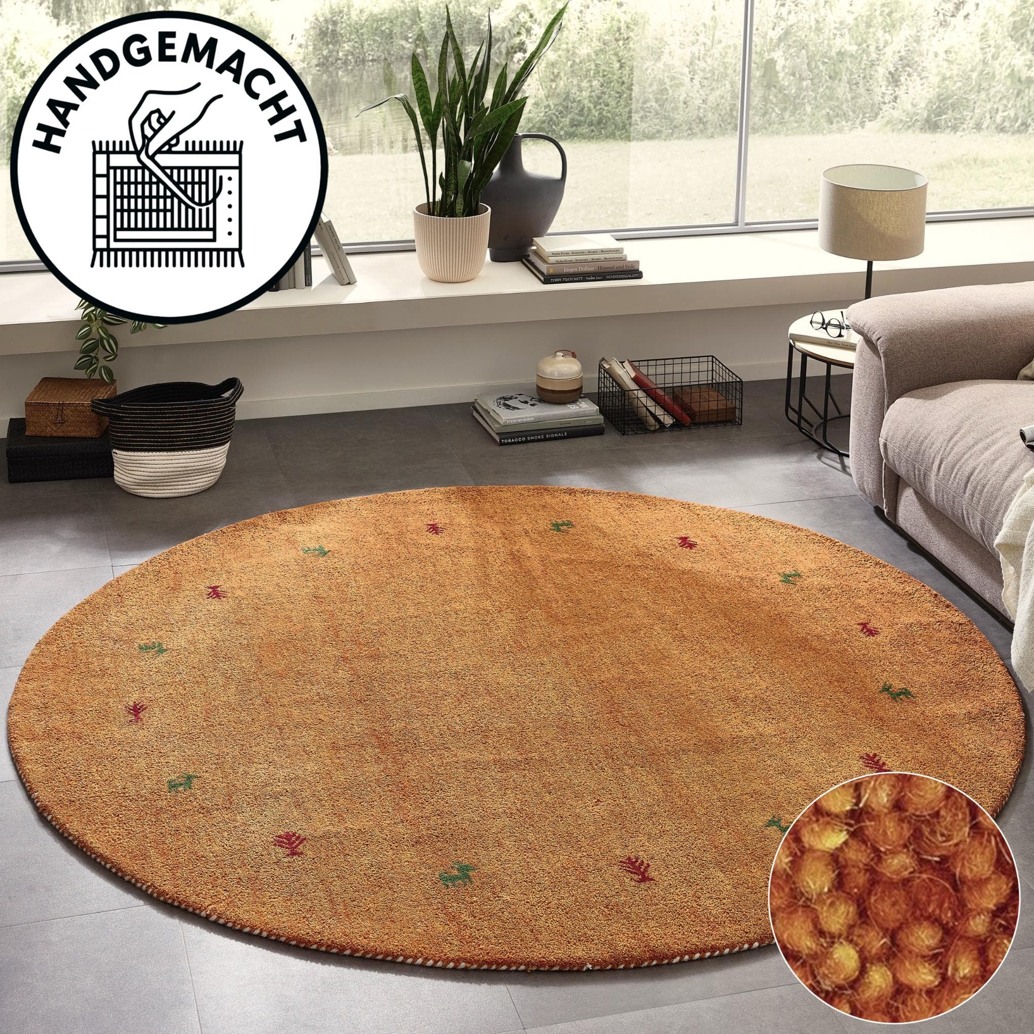 Theko Wollteppich Gabbeh Motiv Handgefertigt Tiermotiv Wolle 200cm