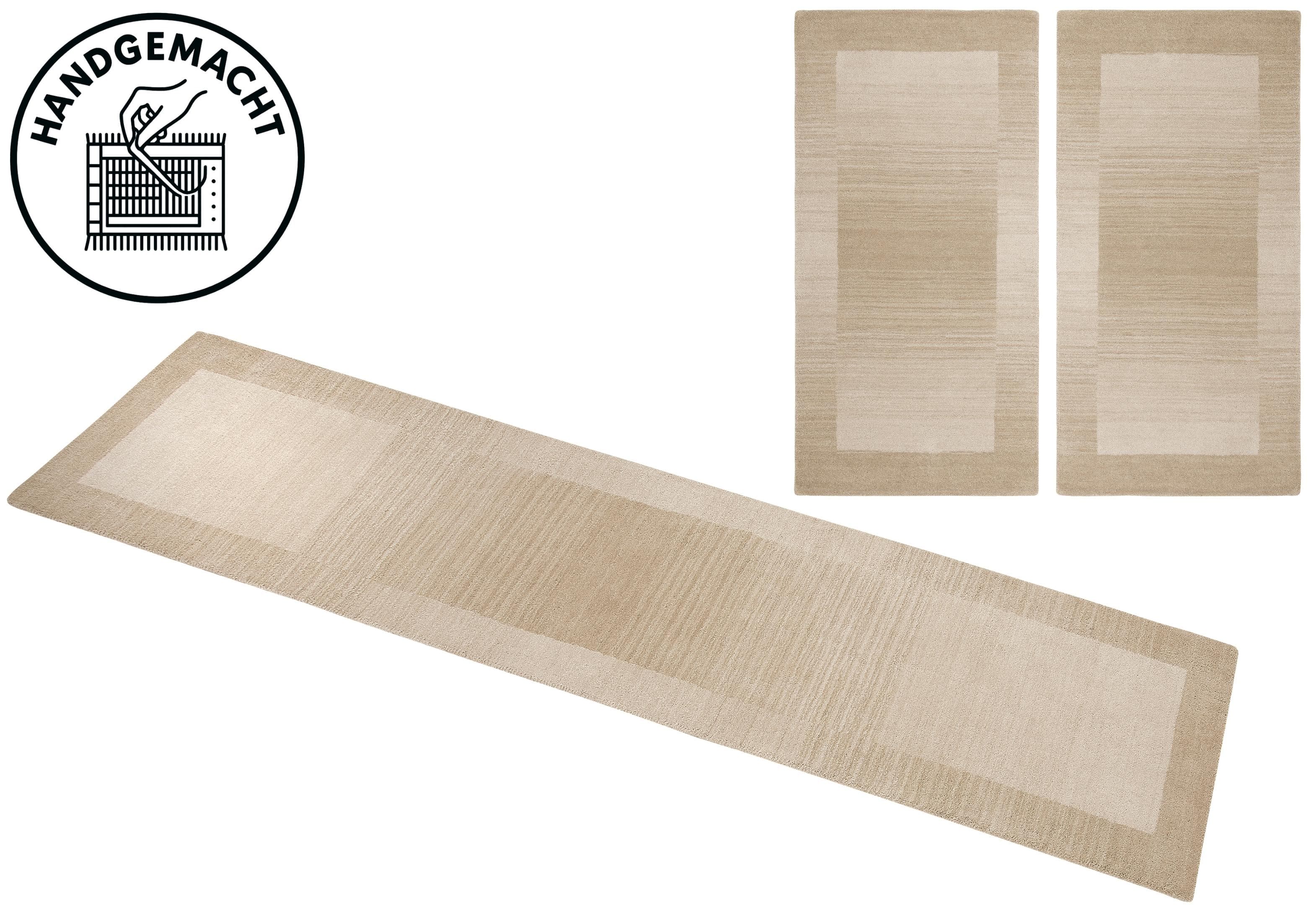 THEKO Gabbeh Super Bettumrandung Beige Handgewebt 100% Wolle
