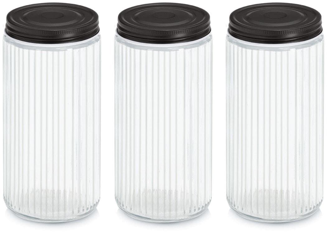 Vorratsglas ZELLER PRESENT 3-tlg. Transparent Schwarz 950 ml