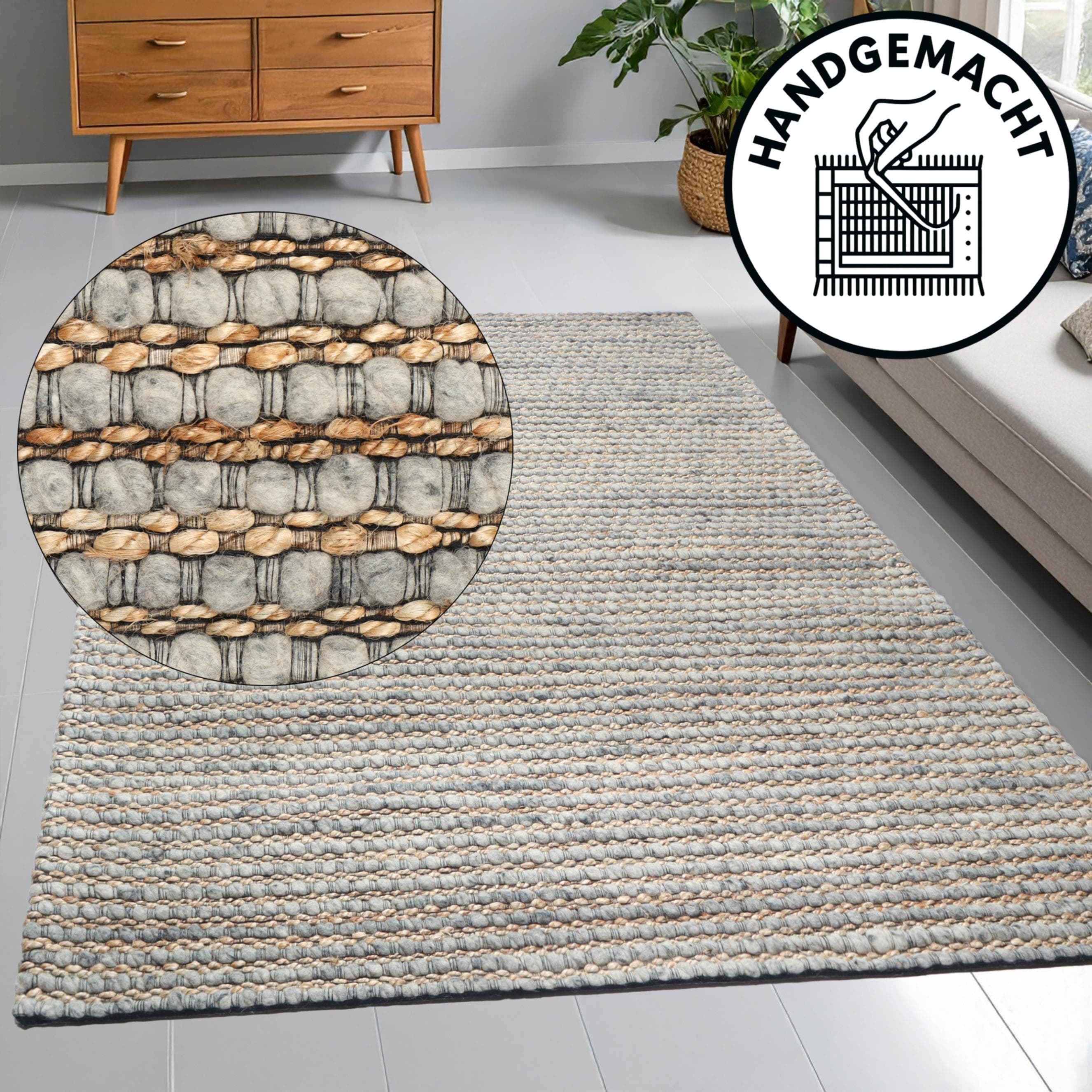 Wollteppich MY HOME Leevy Wolle und Jute Handgewebt