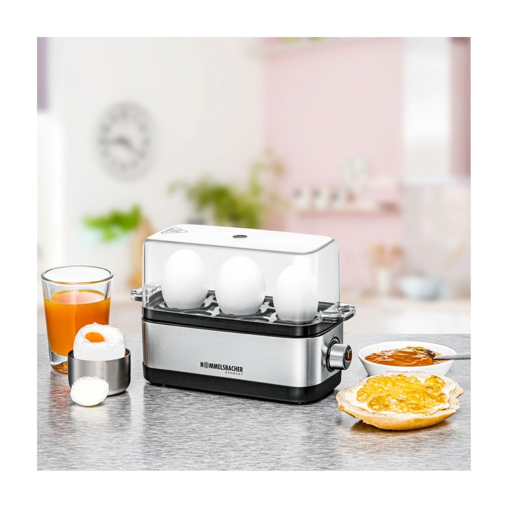 Eierkocher ER 300 Edelstahl Schwarz 300 Watt für 3 Eier