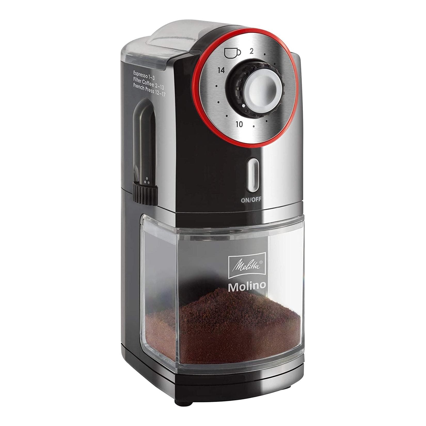 Melitta Kaffeemühle Molino 1019-01 - Elektrisch, Rot/Schwarz