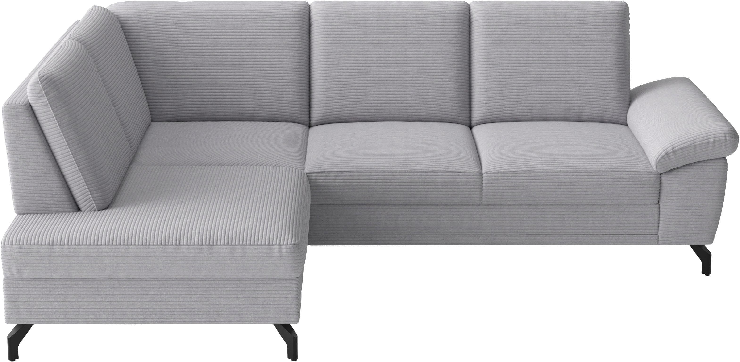 SIT & MORE Chelsea Ecksofa Silber Cord mit Sitztiefenverstellung