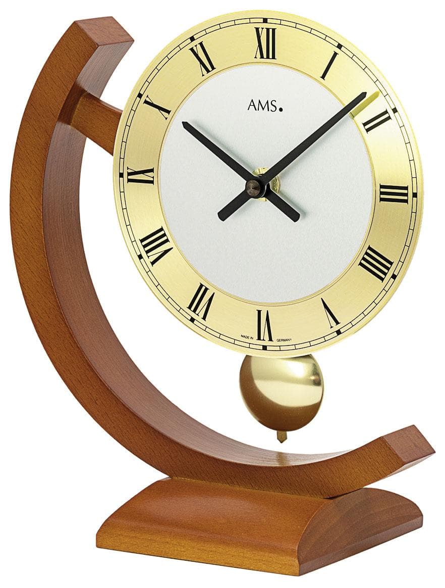 AMS Tischuhr kirschbaumfarben Quarz Uhr Holz Gehäuse