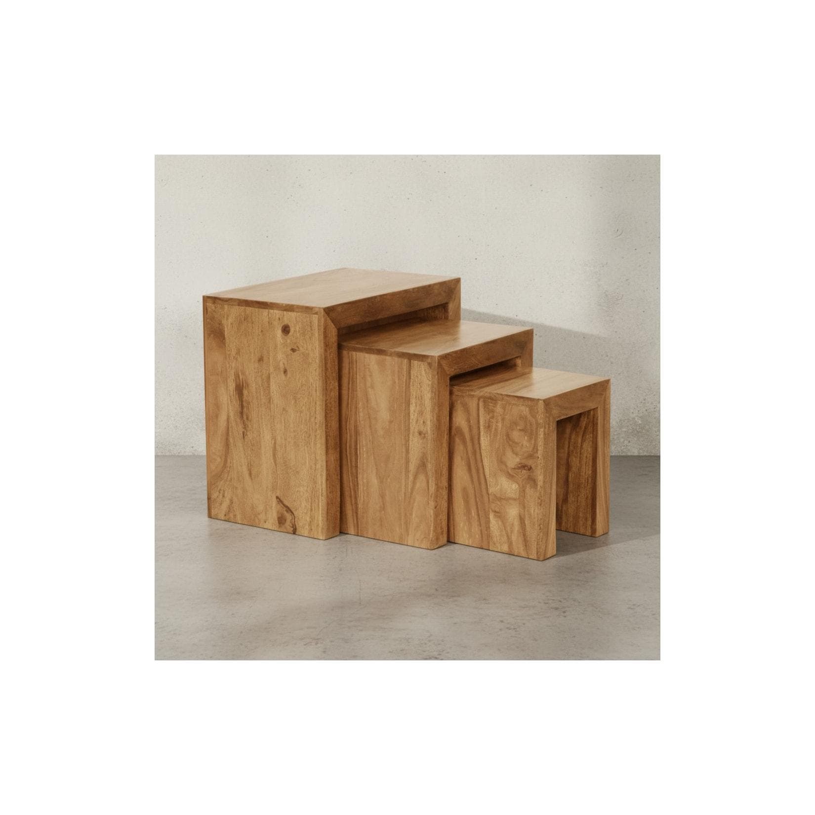 KADIMA DESIGN Satztisch Set 3-teilig Massivholz Akazie