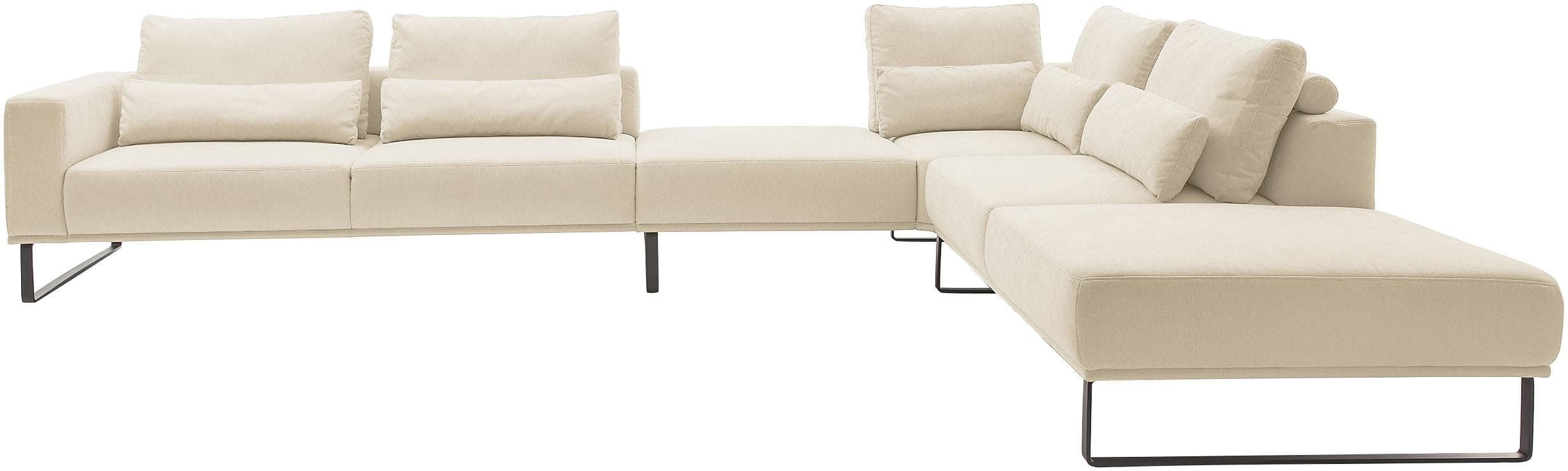MUSTERRING Ecksofa mit Funktion und Hocker, cremefarben, elektrisch verstellbar