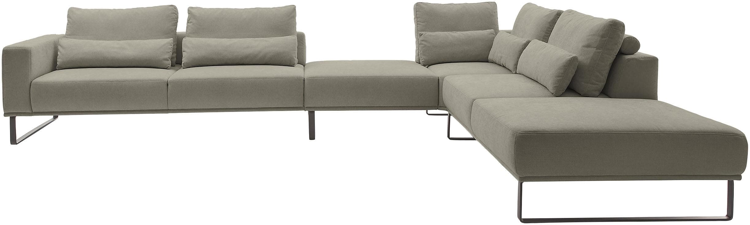 MUSTERRING Ecksofa taupe mit Hocker und Kissen