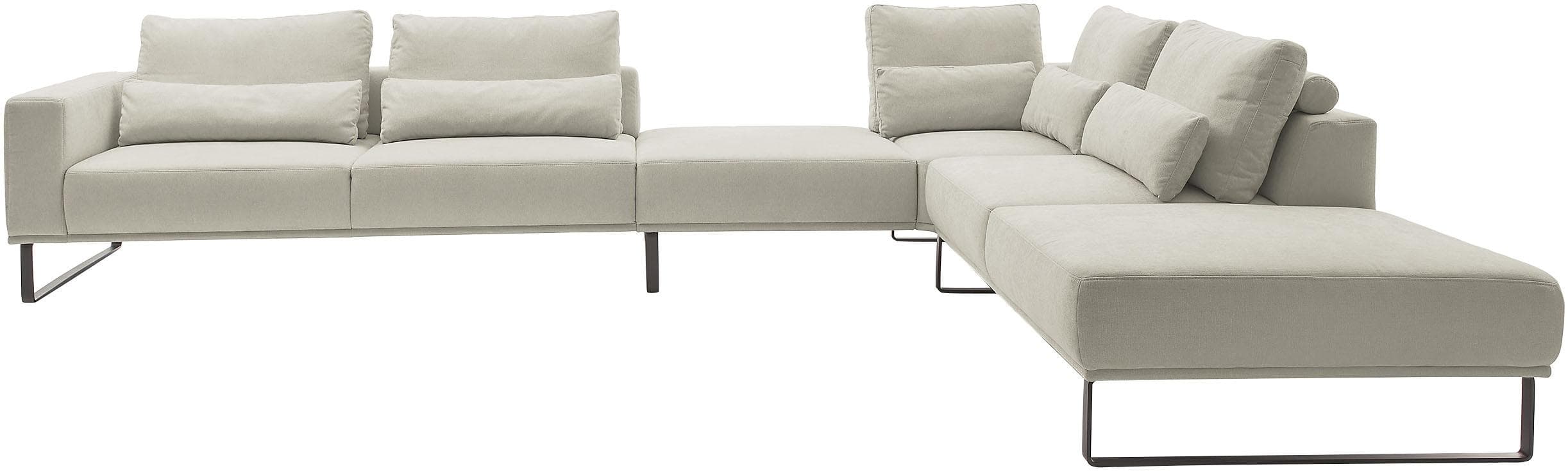 MUSTERRING Ecksofa nature Beige mit Hocker