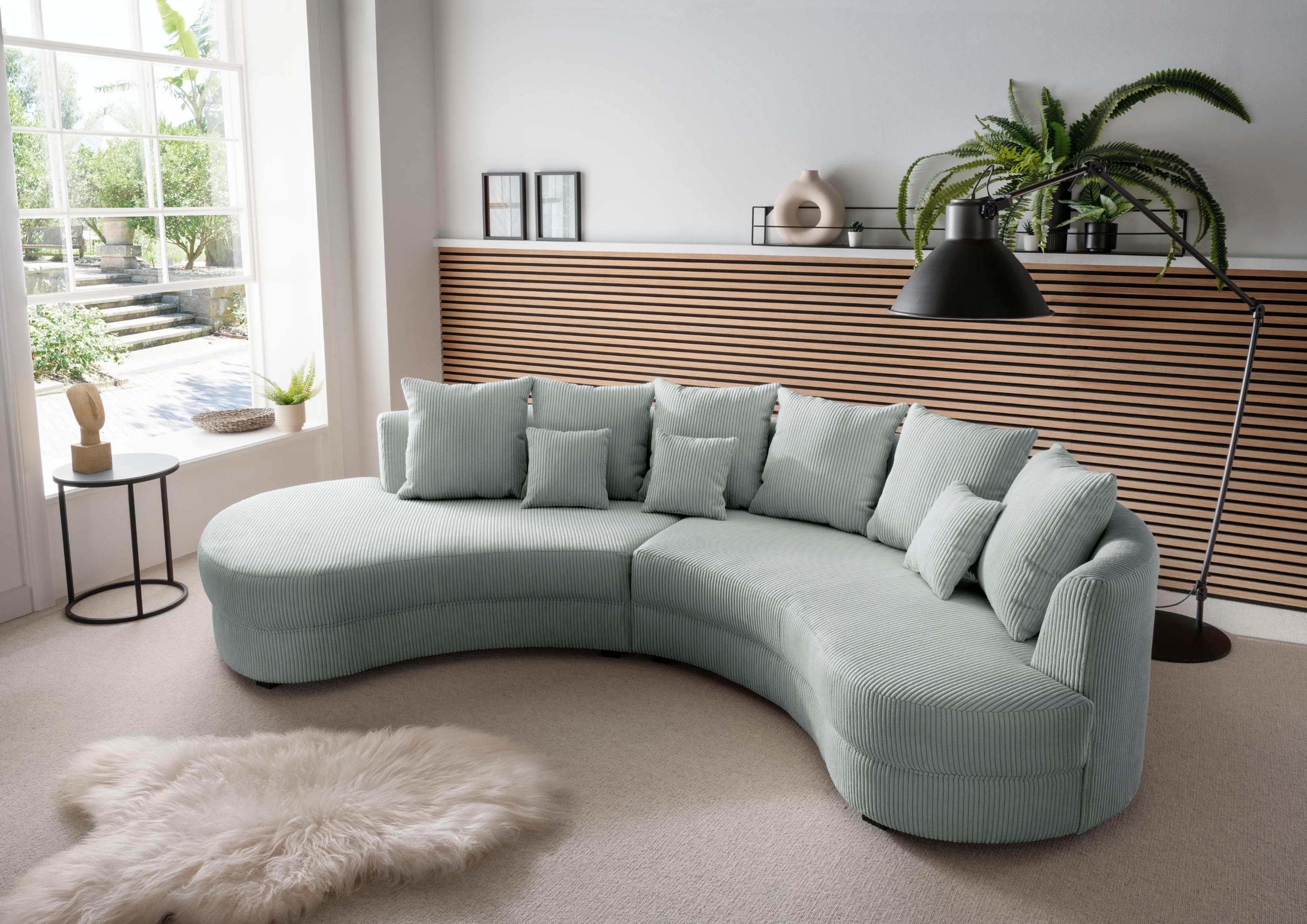 HOME AFFAIRE Ecksofa Limoncello L-Form Blau Cord