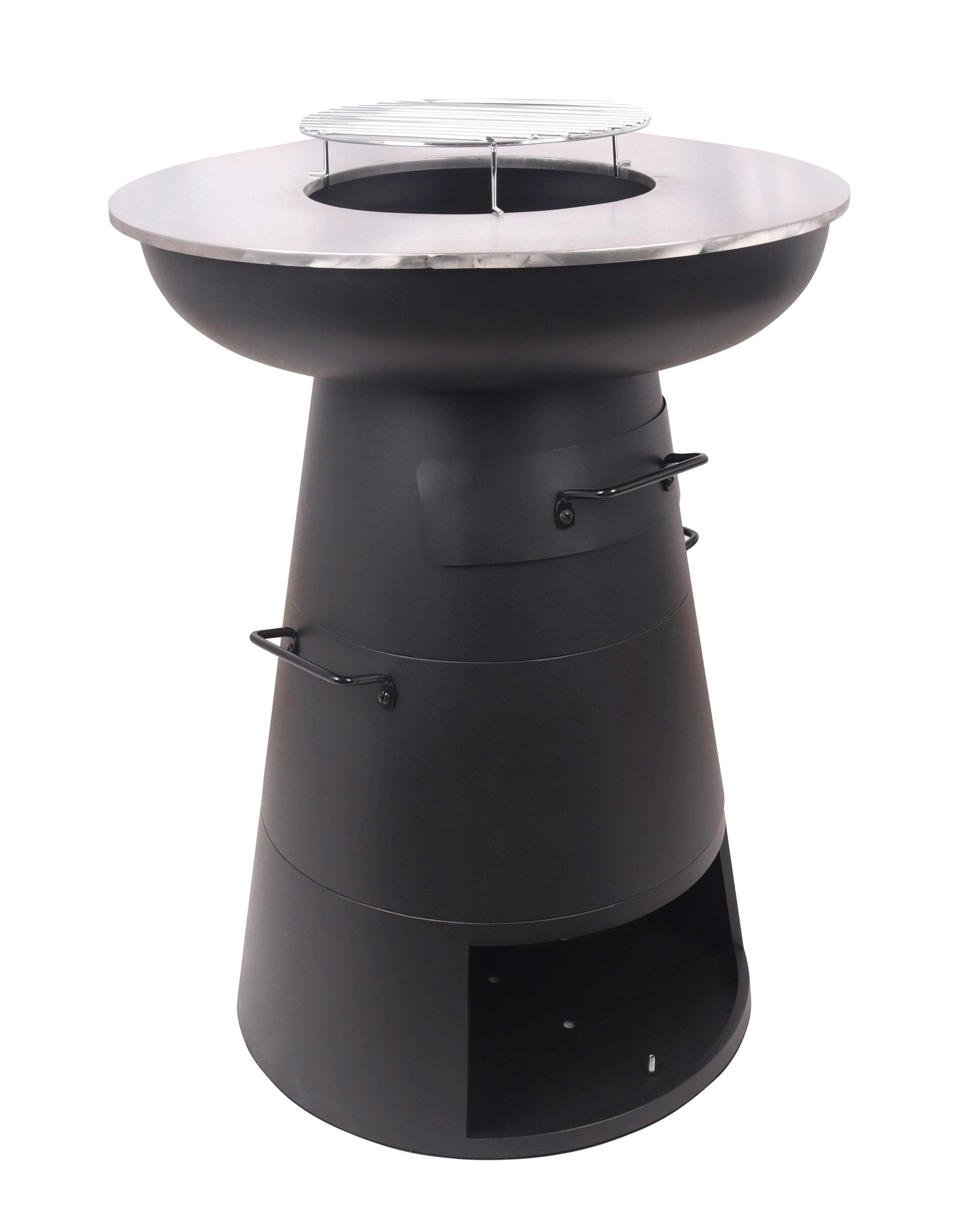 Holzkohlegrill Planca-Grill und Feuerschale Metall Grau/Schwarz