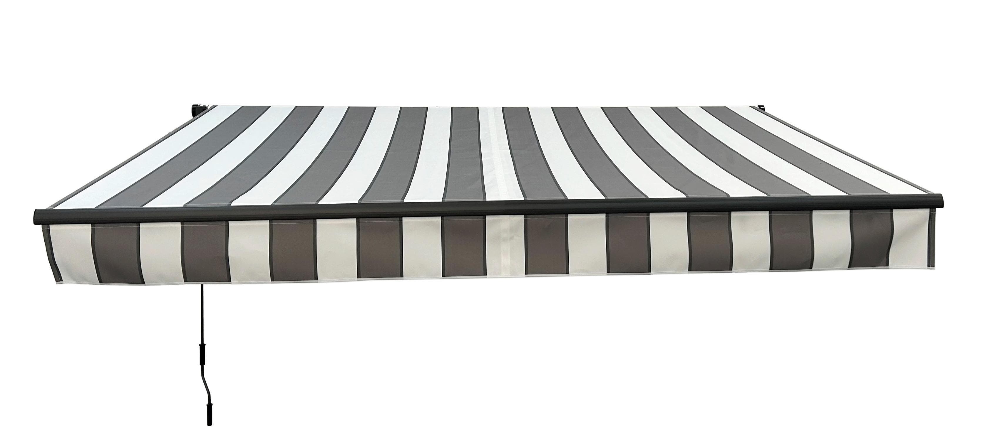 Markise Grau-Weiß 300x200 cm Sonnenschutz für Terrasse