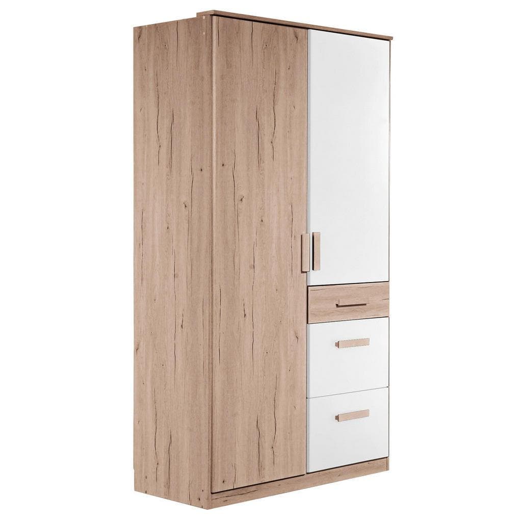 Mid.you Drehtürenschrank Wimex Cariba Weiß Eiche 90x199x58 cm