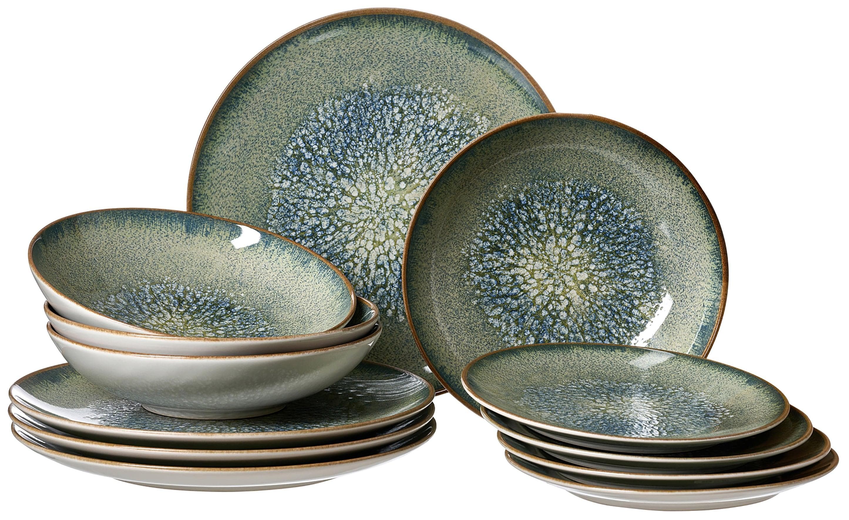 RITZENHOFF & BREKER Teller-Set Verde Grün 12-teilig Steinzeug
