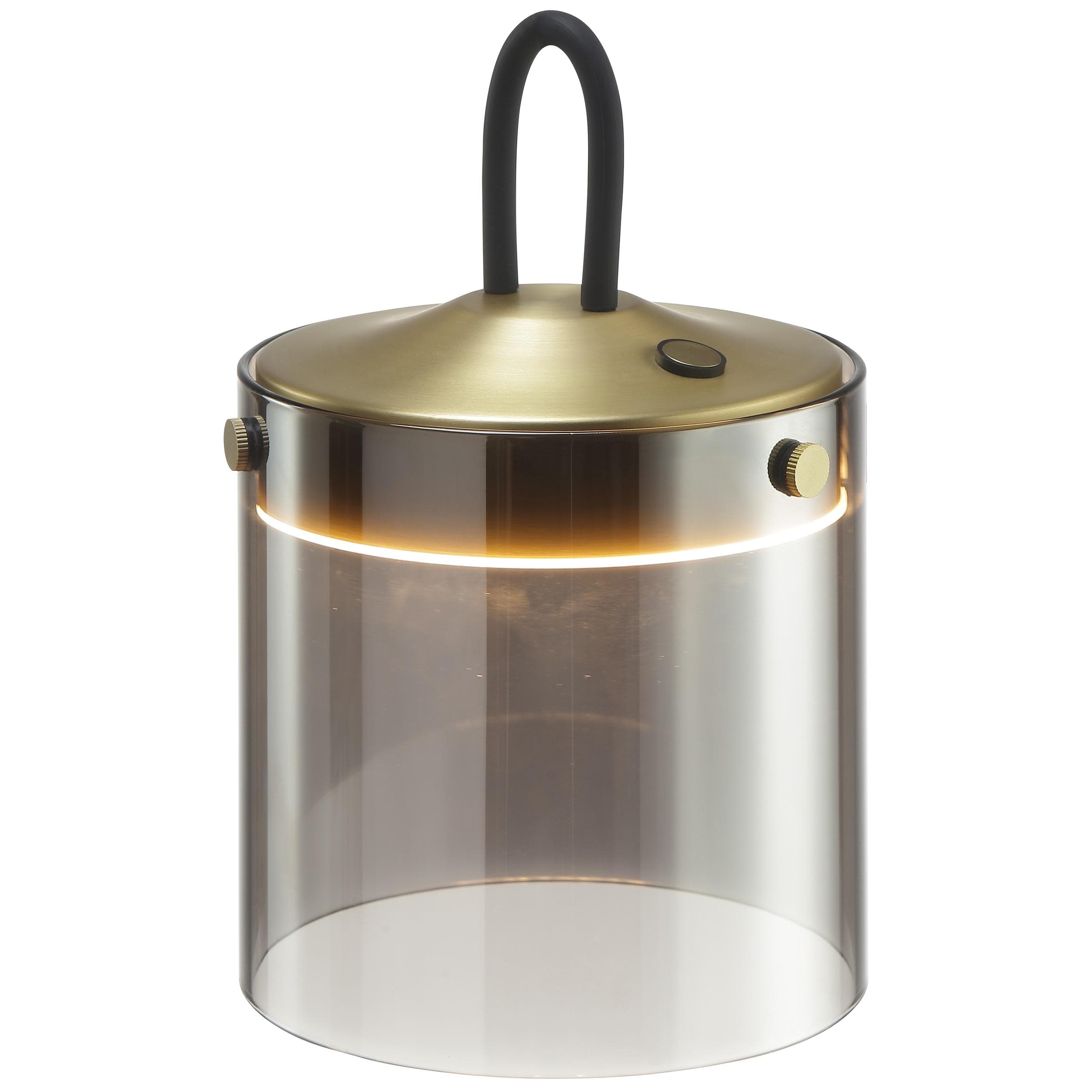 Brilliant LED-Tischleuchte Lumeo Ø 13 cm Messingfarben/Rauchgrau