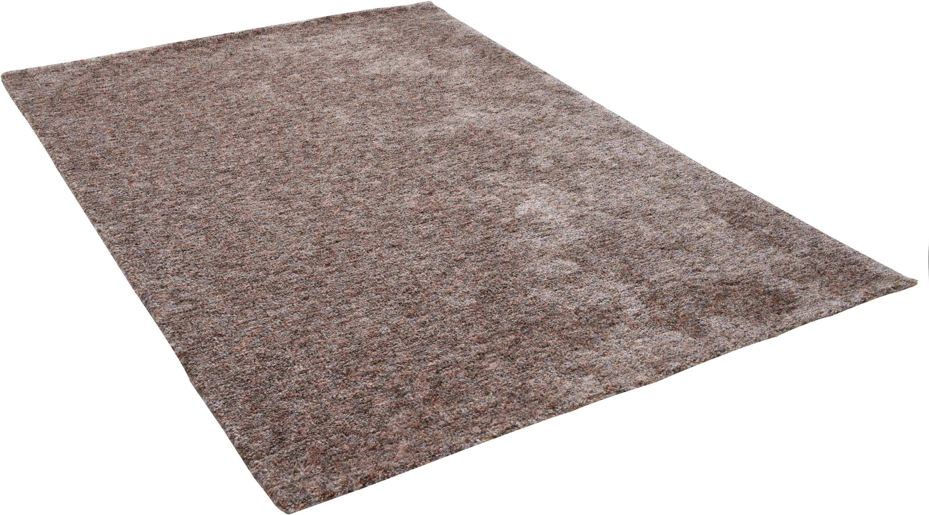 SANSIBAR Teppich Munkmarsch Uni Braun Meliert Hochflor