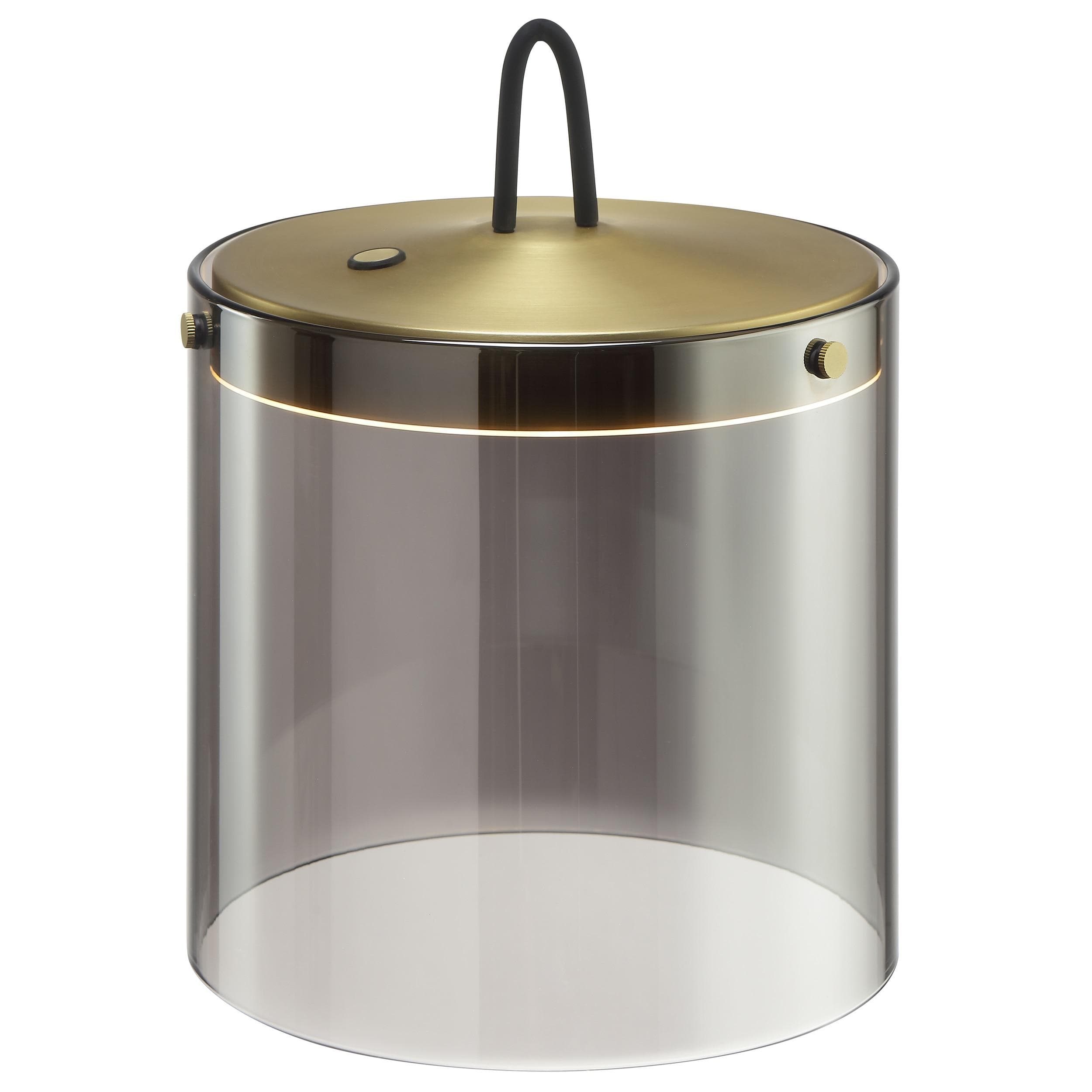 Brilliant LED-Tischleuchte Lumeo Ø 21 cm Messingfarben/Rauchgrau