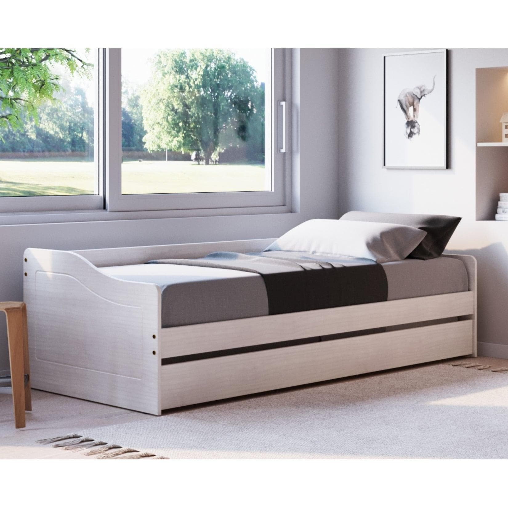 Inter Link Funktionsbett Leonie Weiss mit Ausziehbett und Stauraum