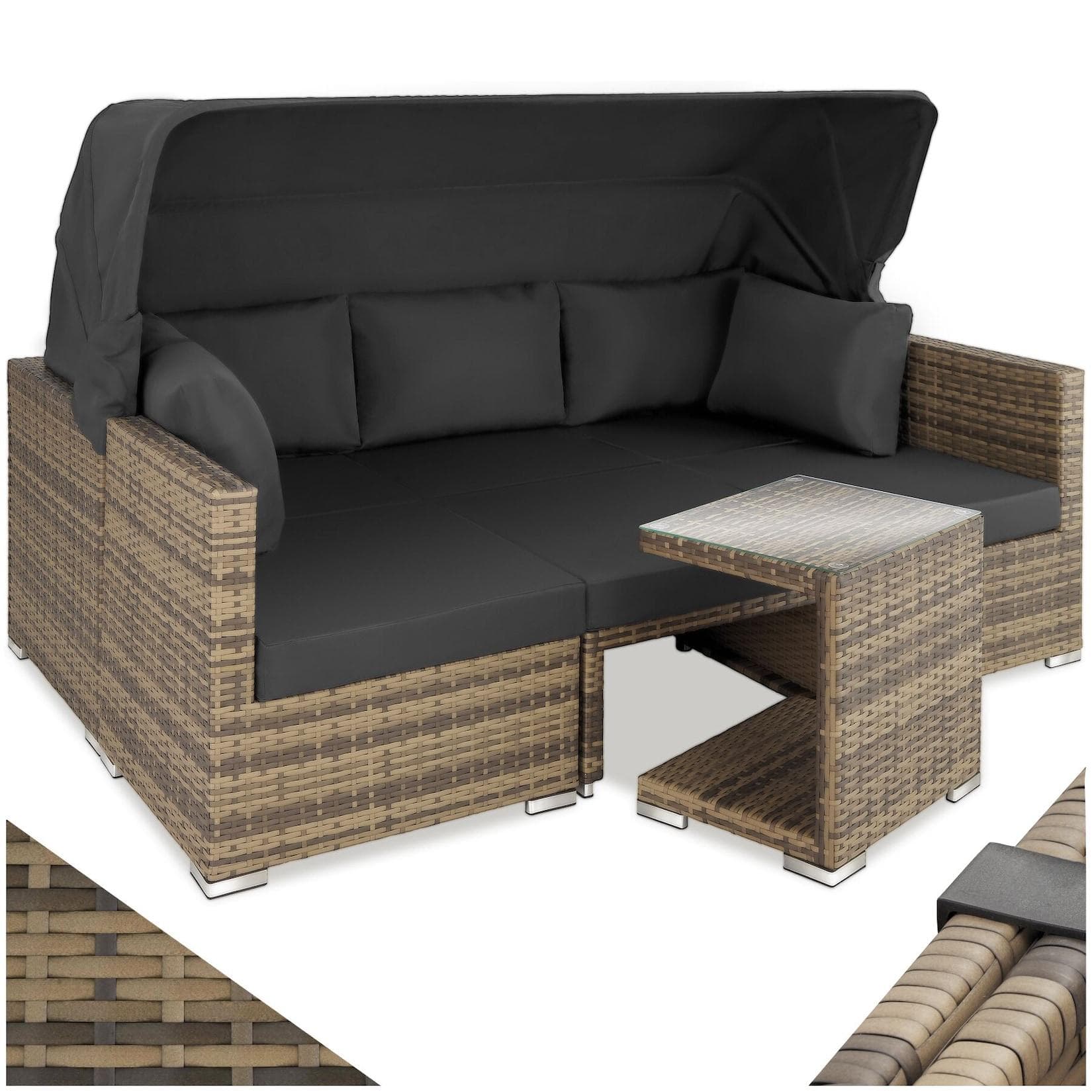 tectake Aluminium Rattan Lounge Set für 5-6 Personen wetterfest