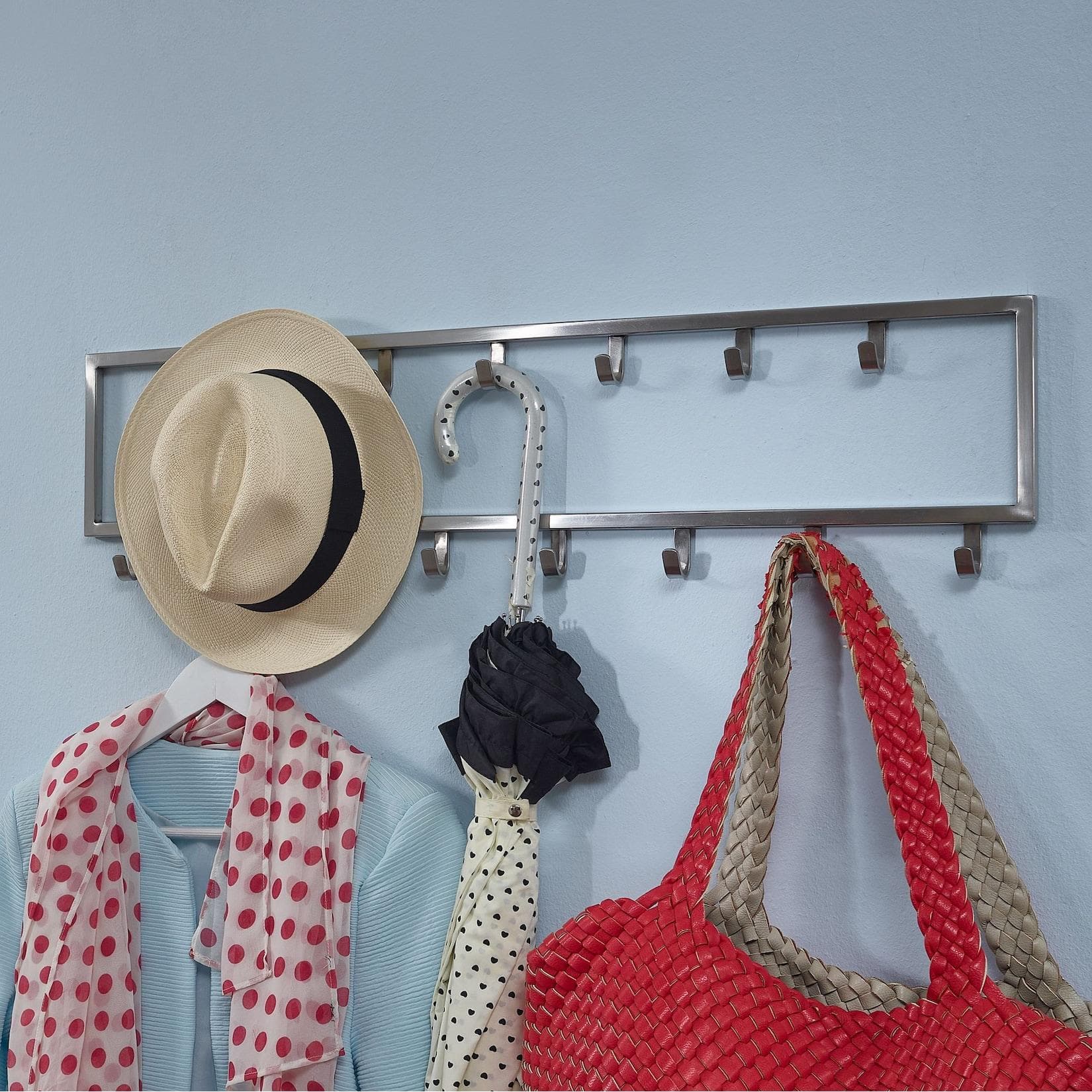 KADIMA DESIGN Wandgarderobe mit 15 Haken, Polierter Stahl
