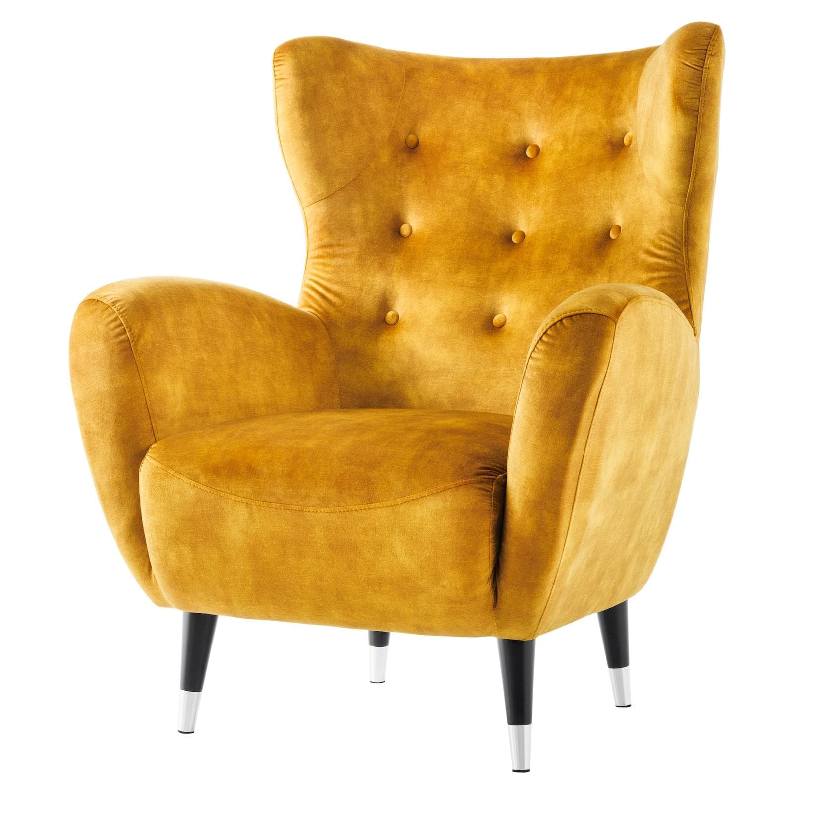 riess-ambiente Retro Design Sessel DON Senfgelb Samt Federkern