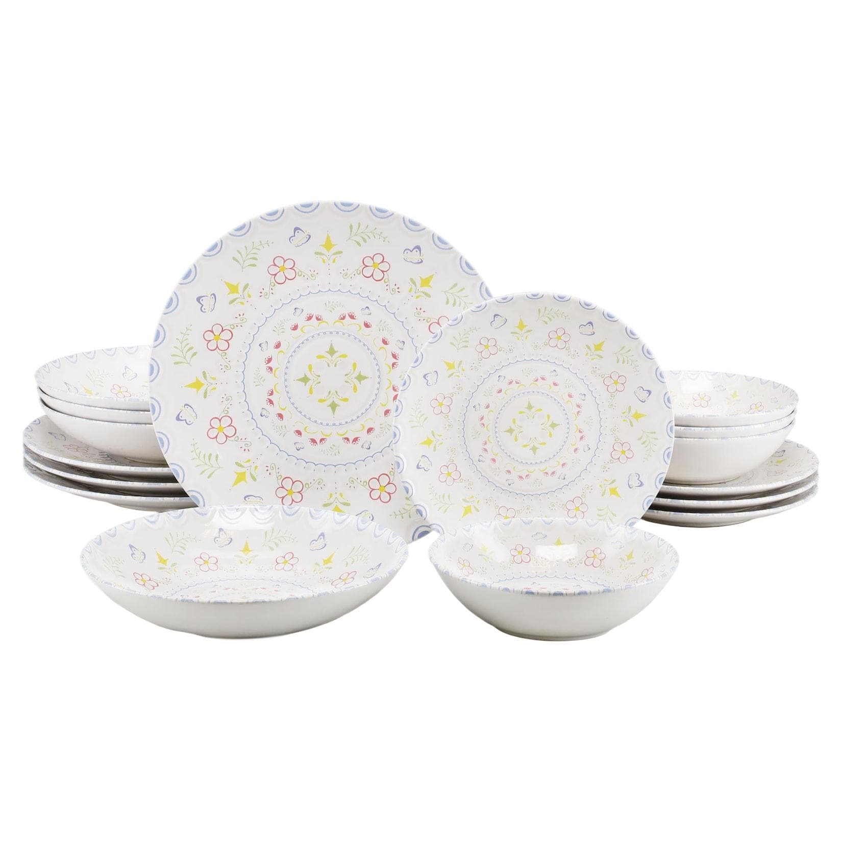 Teller-Set CREATABLE Primavera Pastell 16-tlg. Steinzeug