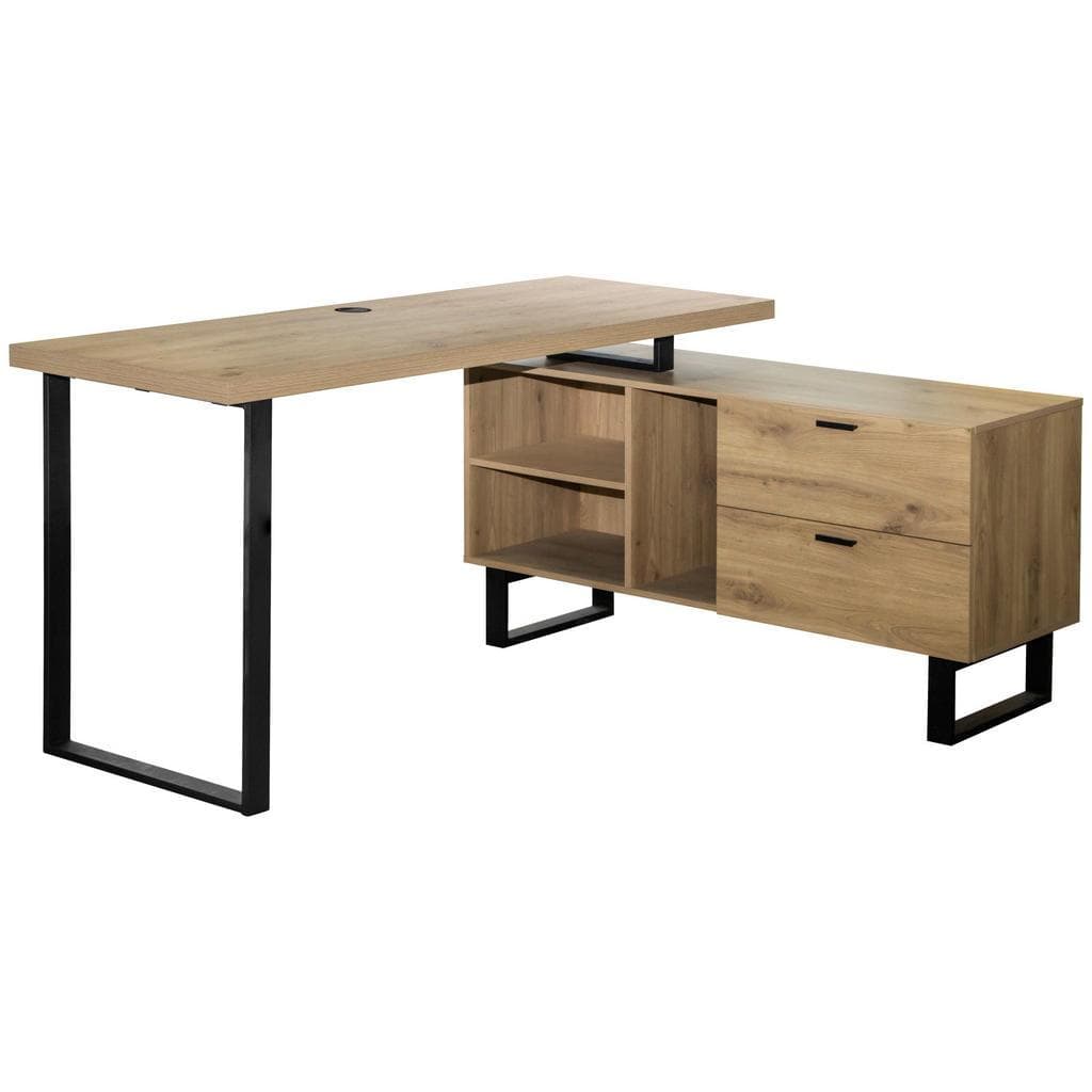 Carryhome Eckschreibtisch Schwarz Eiche Metall