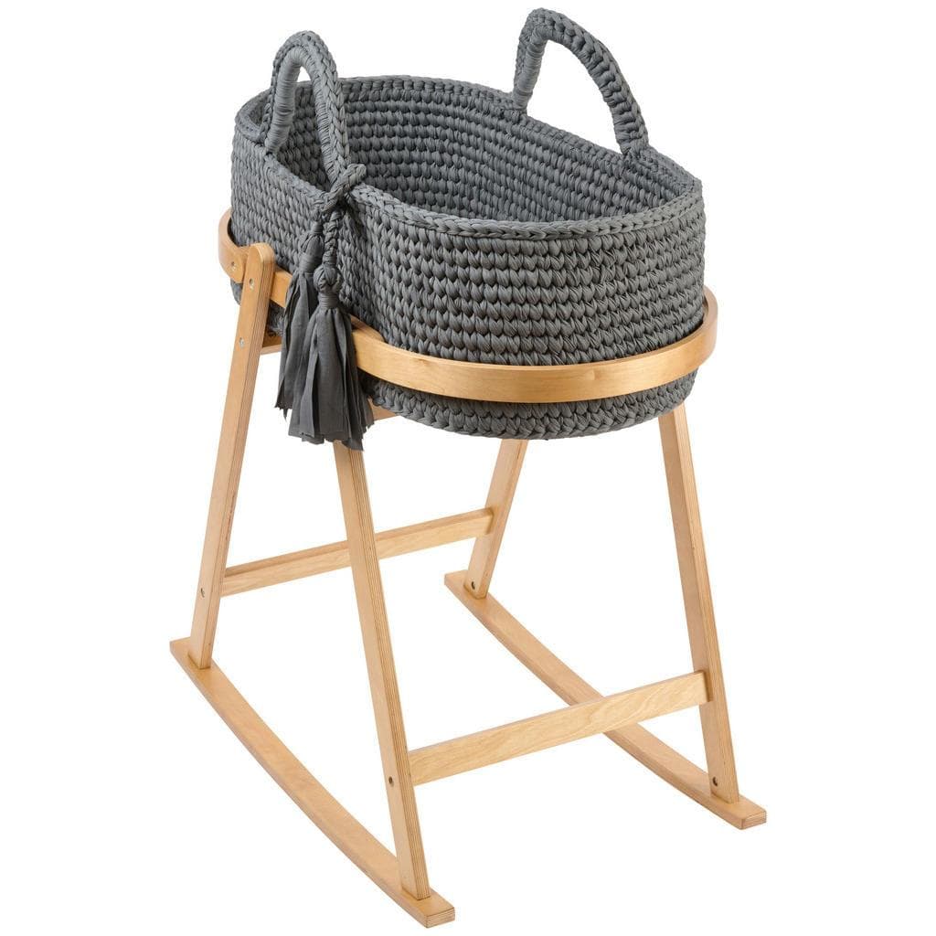 Jimmylee Moseskorb Natur Dunkelgrau Kunststoff Textil Holzwerkstoff