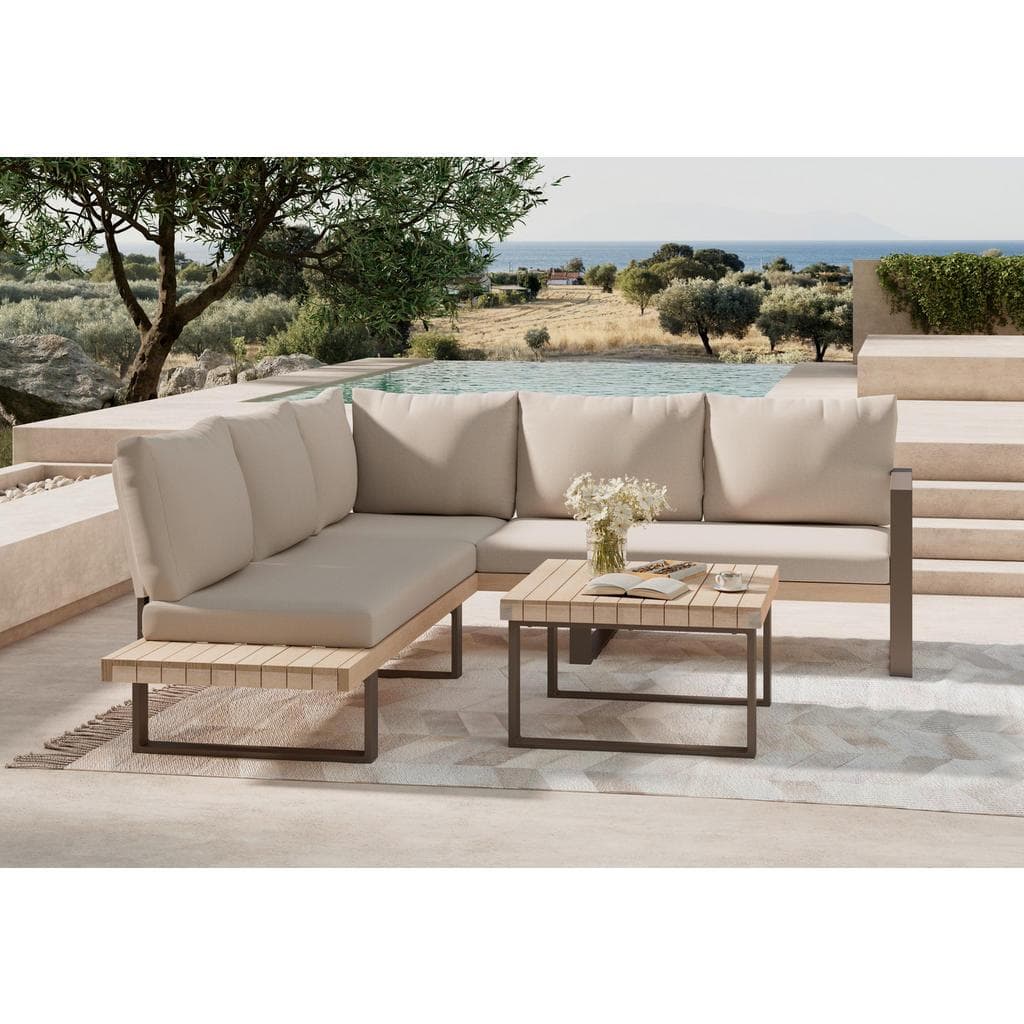 Ambia Garden Loungegarnitur 3-tlg. Beige Akazie Aluminium