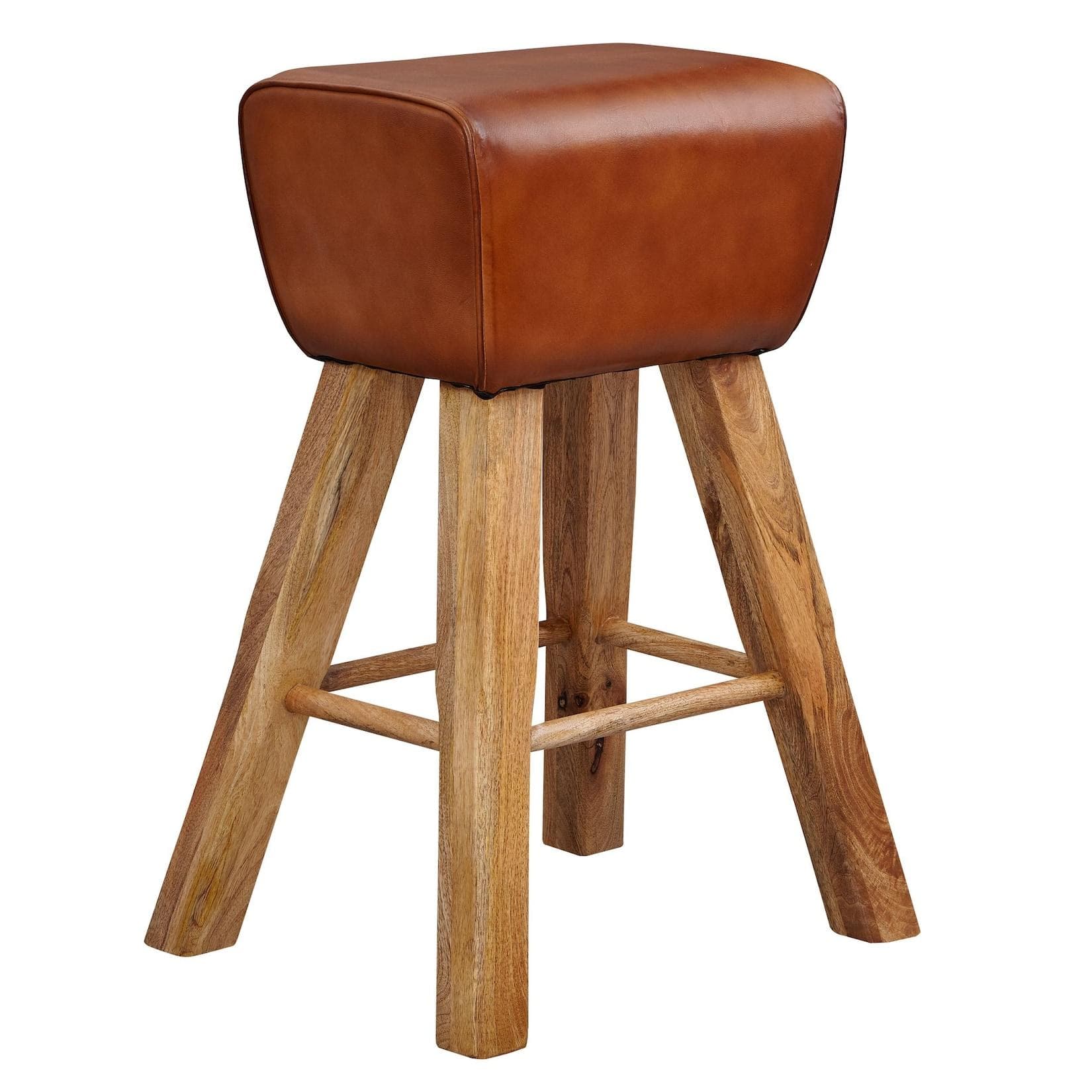 FineBuy Turnbock Barhocker 75 cm Massivholz Leder