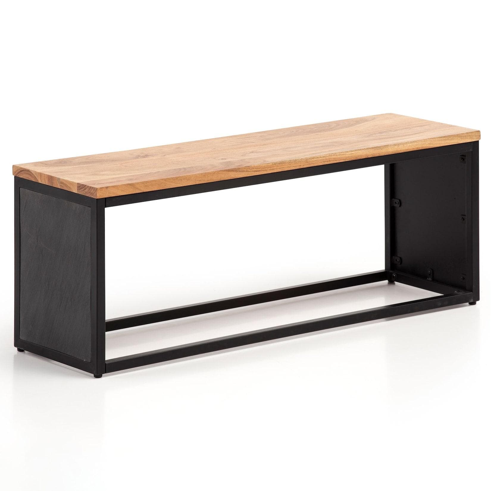FineBuy Massivholz Sitzbank 120 cm Akazie 3D-Steinoptik