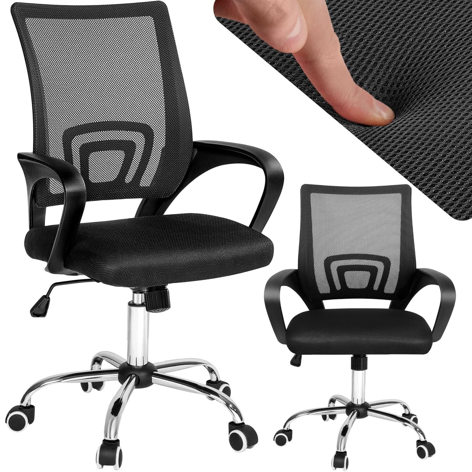 TecTake Bürostuhl ergonomisch mit Lordosenstütze und Netzstoffbezug