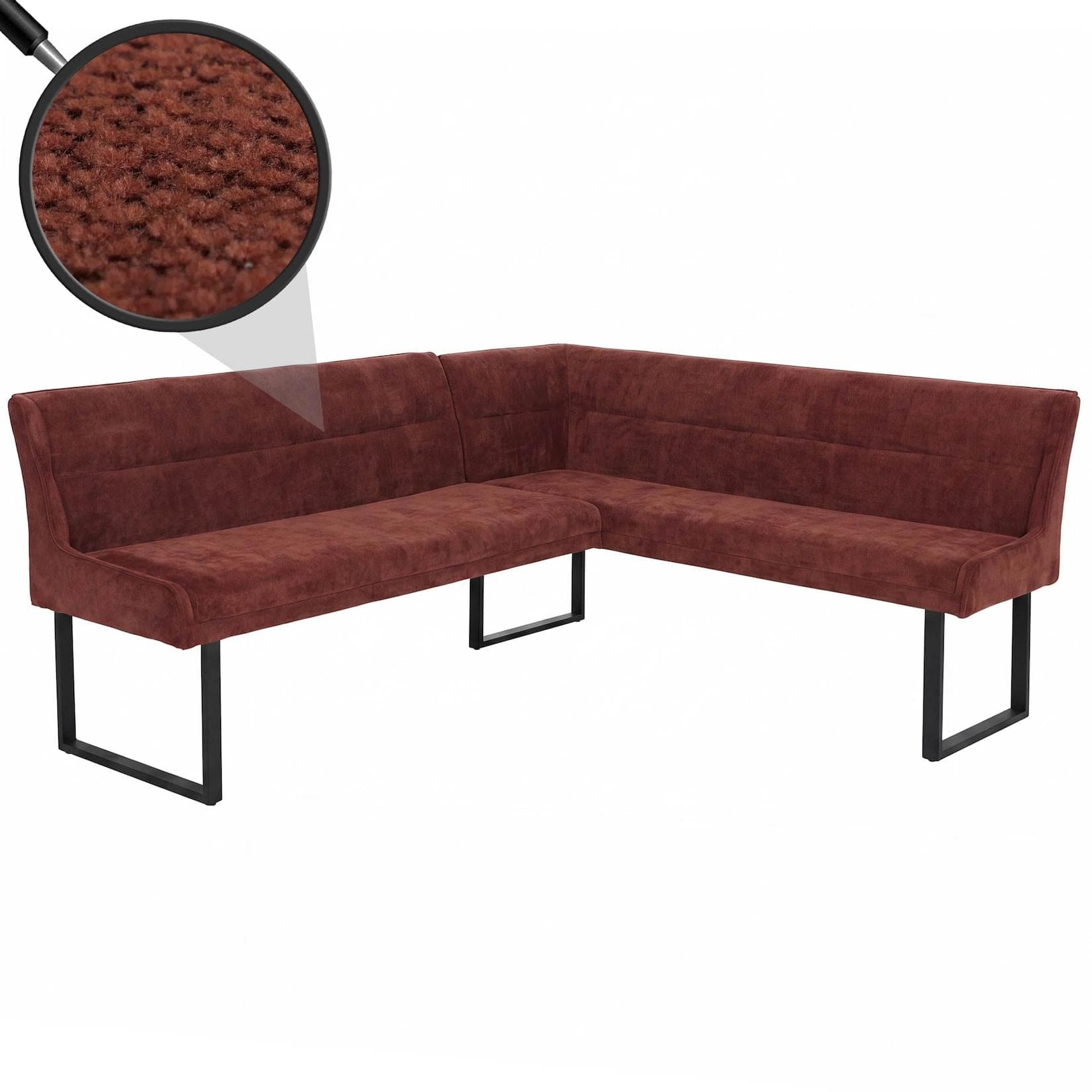 MCW Eckbank MCW-O81 Rot Chenille Metall