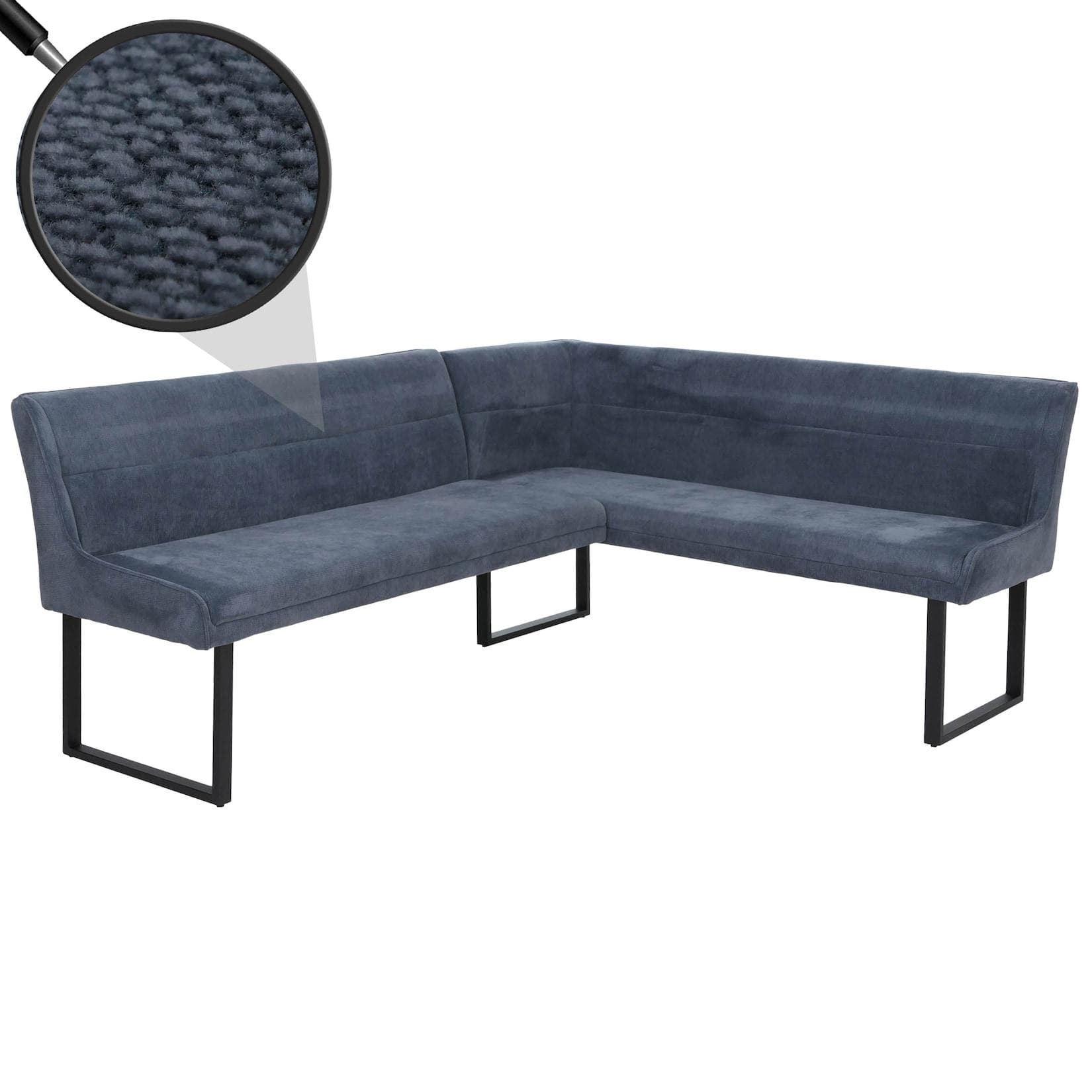 MCW Eckbank MCW-O81 Blau Chenille Metall 210x159cm