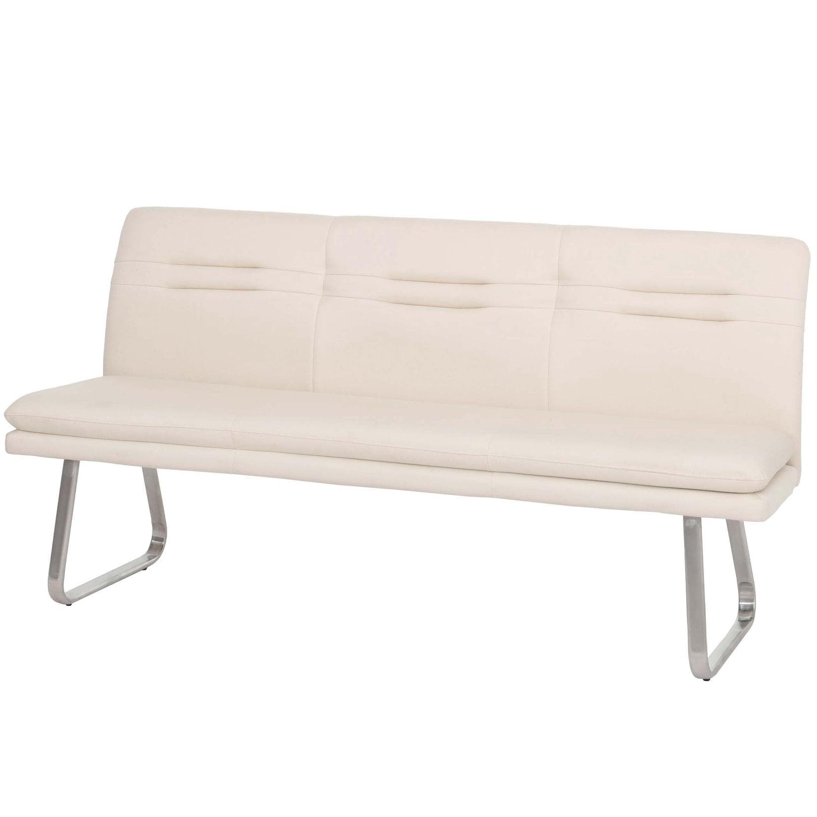 MCW Sitzbank 180cm mit Rückenlehne Edelstahl gebürstet creme-beige