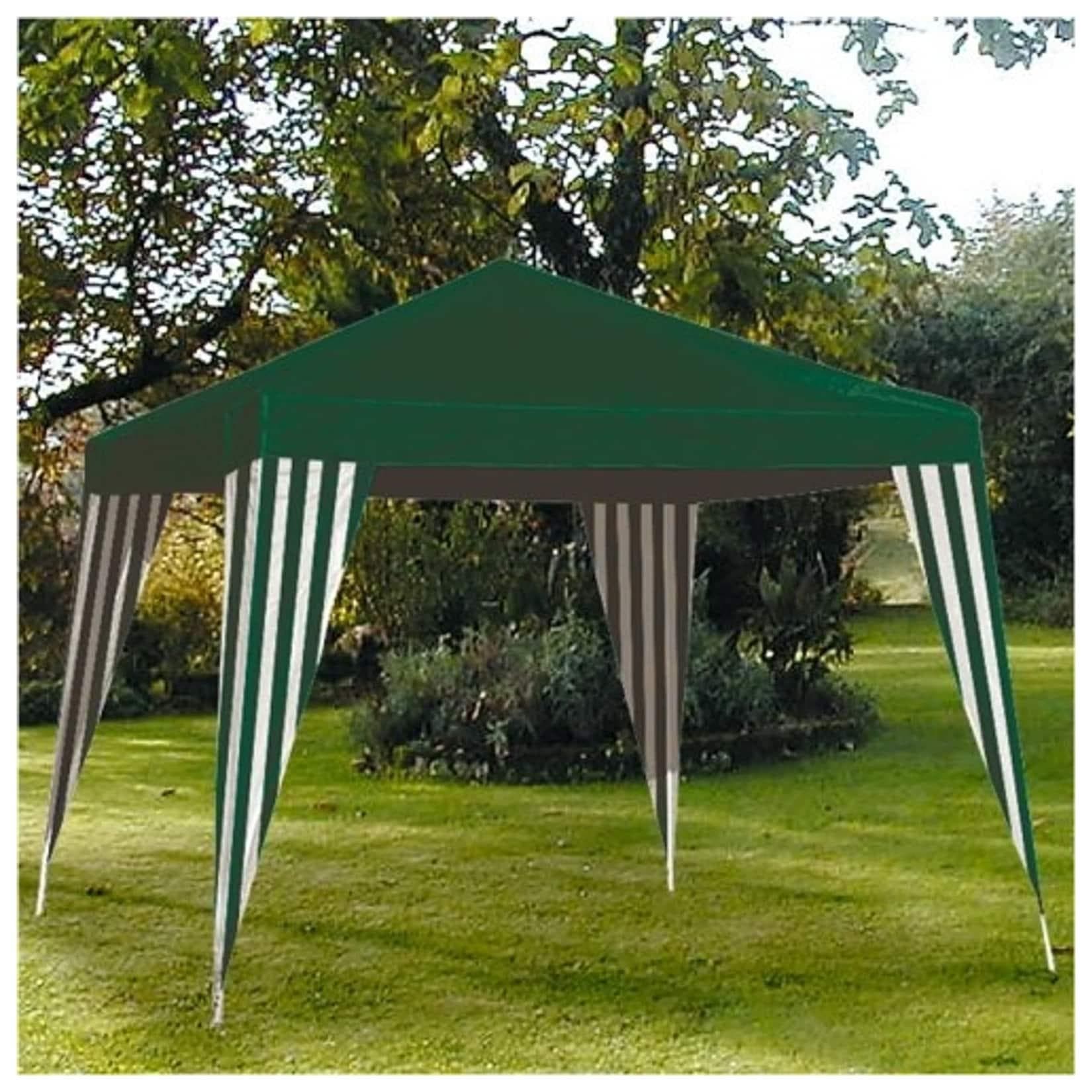 BURI Gartenpavillon 3x3m PE-Gewebe Stahlrahmen Grün/Weiß oder Blau/Weiß