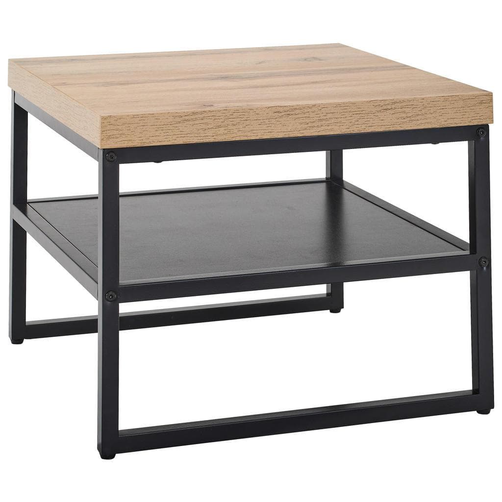 Carryhome Couchtisch quadratisch Metall Holzwerkstoff Natur Schwarz
