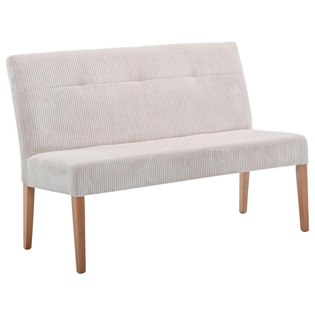 home24 Sitzbank Buche massiv Beige Textil 3-Sitzer