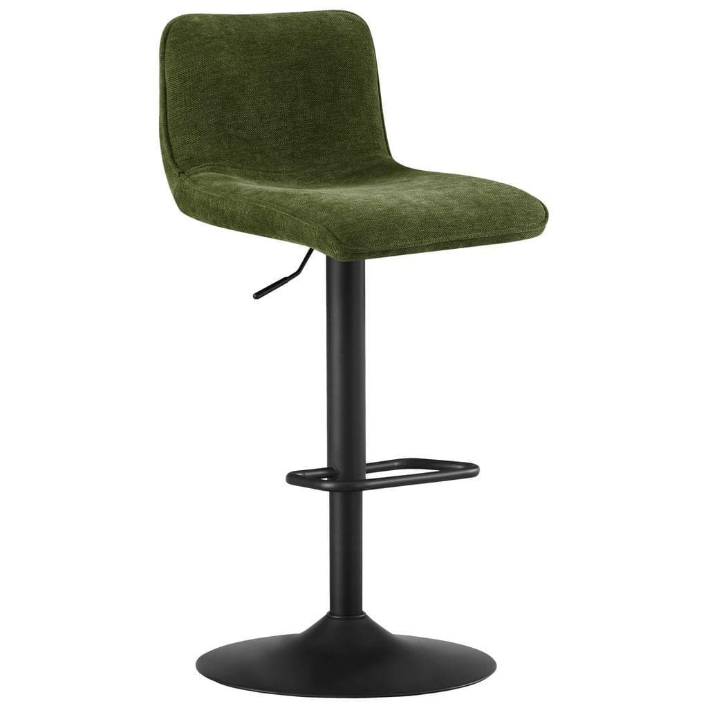 home24 Barhocker Grün Schwarz Metall Stoff 360° drehbar