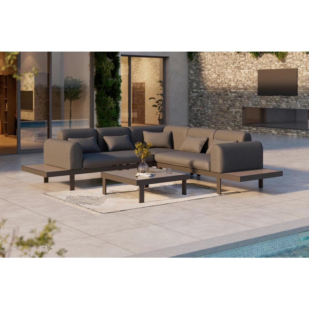 Ambia Garden Loungegarnitur L-Form Anthrazit Grau Aluminium
